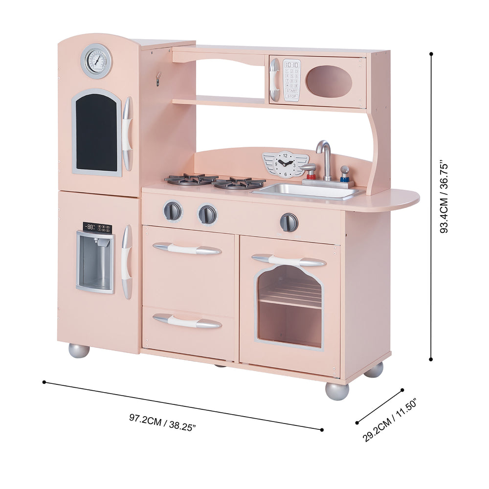 Teamson Kids Little Chef Westchester Retro Play Kitchen, Pink measured in centimeters and inches