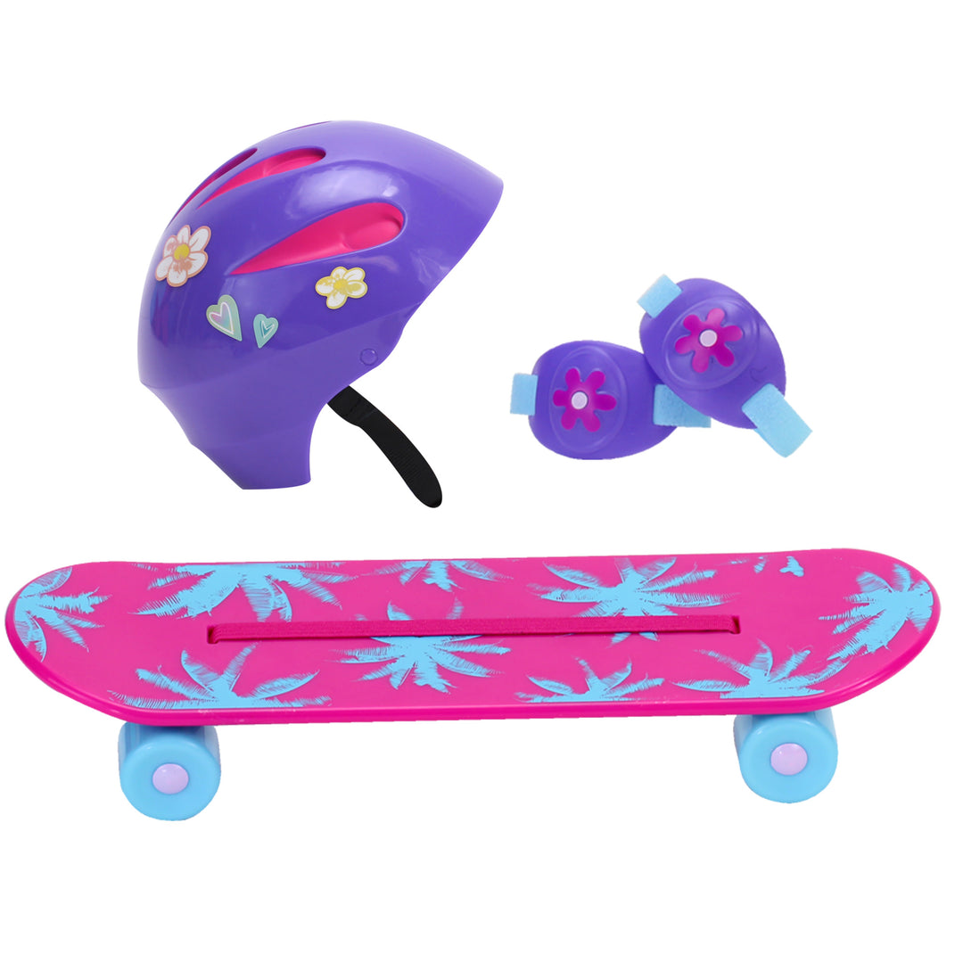 Sophia's Skateboard, Helmet and Knee Pads Set for 18" Dolls, Multicolor