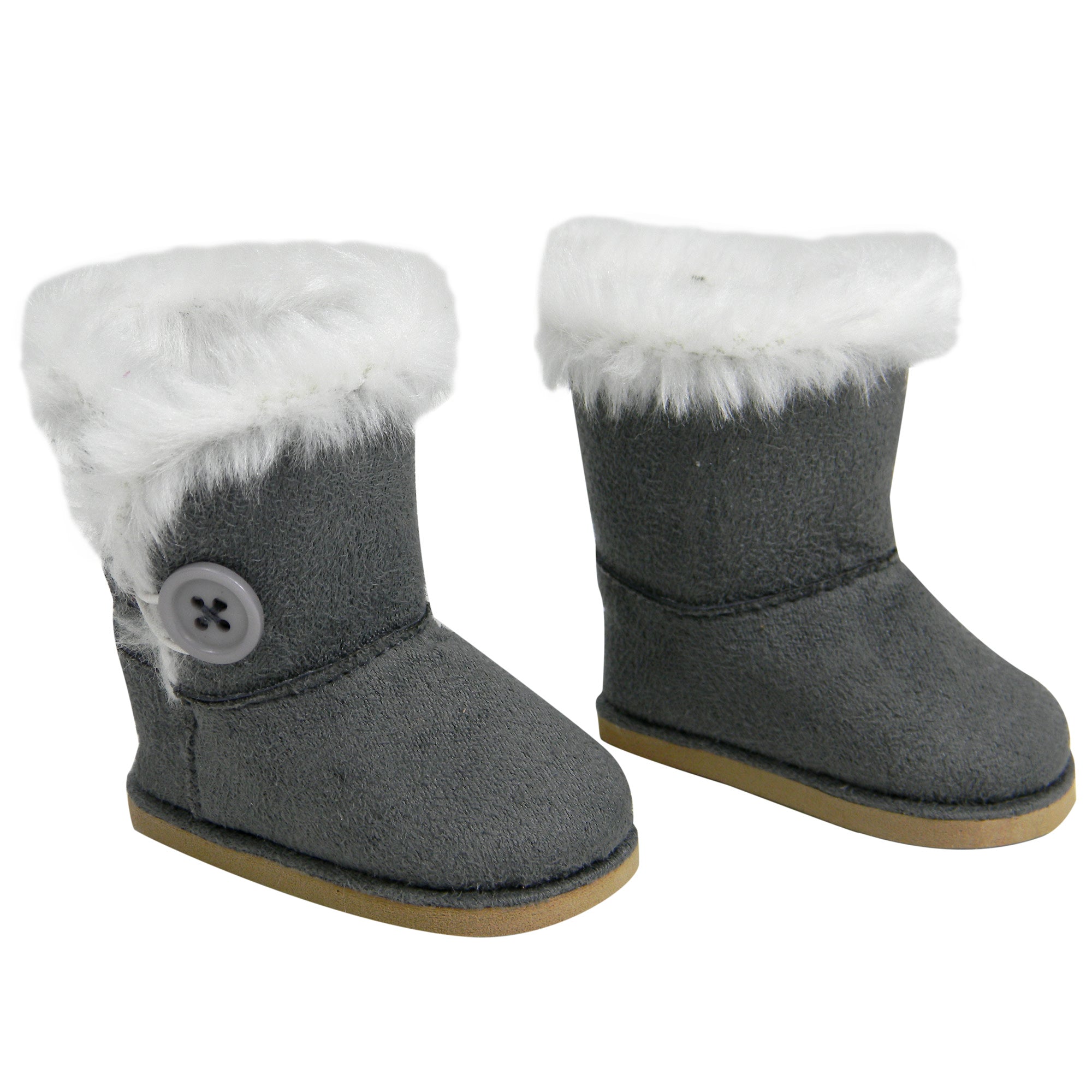 Sophias Gray Winter Button Boots w/ Fur Accessory for 18" Dolls