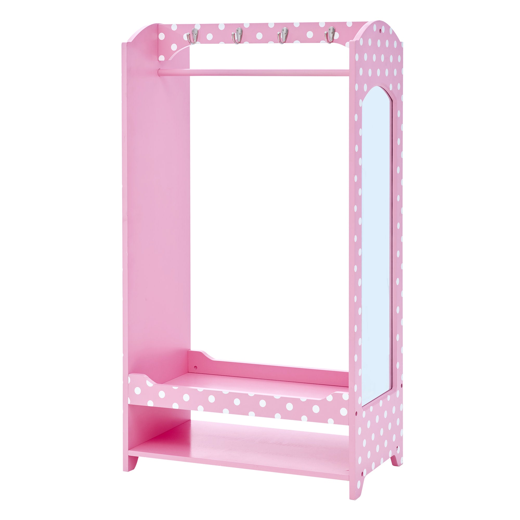Fantasy Fields Kids Polka Dots Clothing Rack with Storage, Pink
