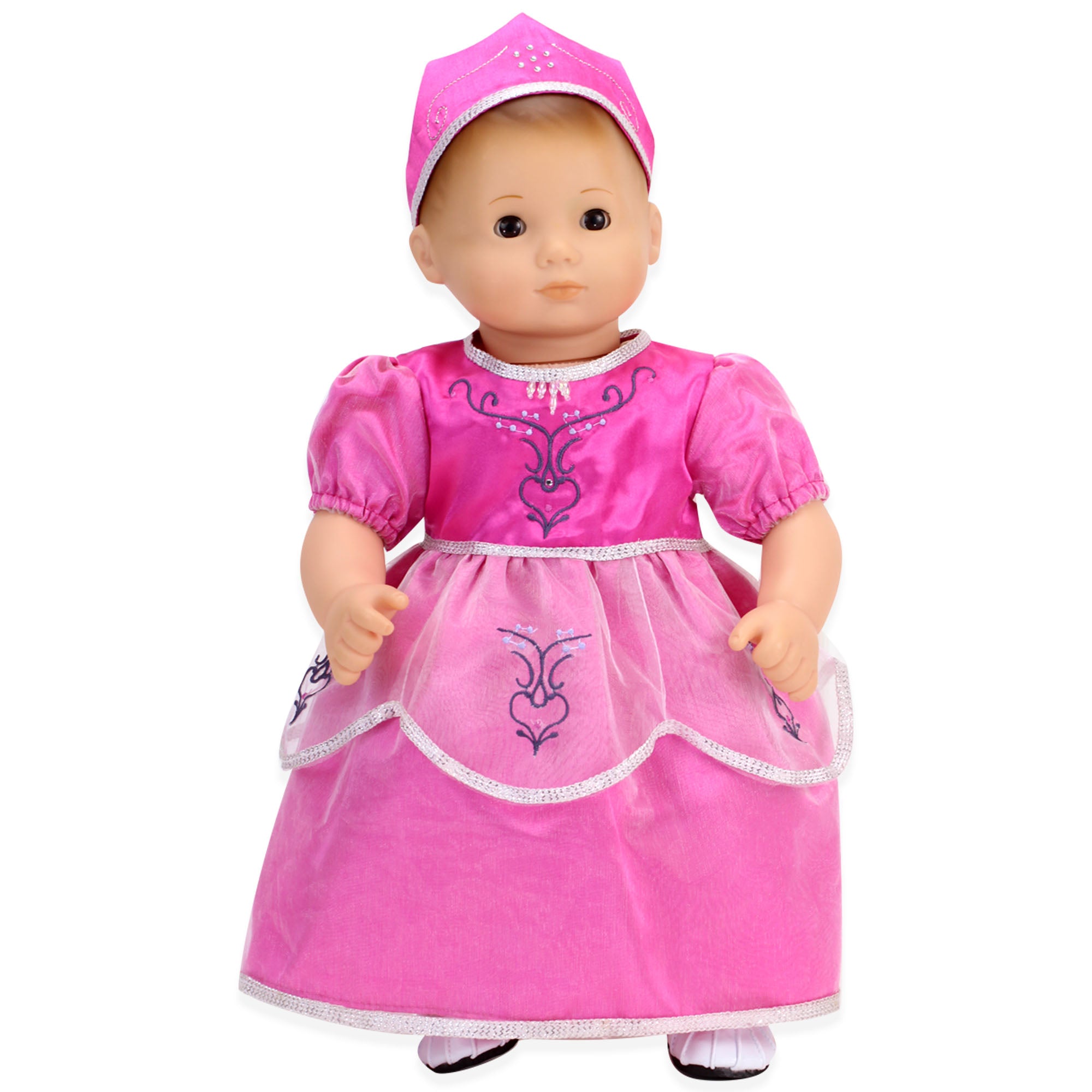 Sophia’s Princess Dress & Matching Crown Costume Set for 15” Baby Dolls, Hot Pink