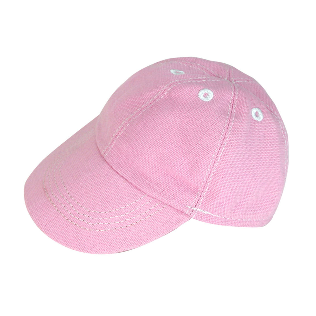 Sophia’s Solid-Colored Gender-Neutral Mix & Match Canvas Baseball Cap with White Stitching & Faux Eyelets for 18” Dolls, Light Pink