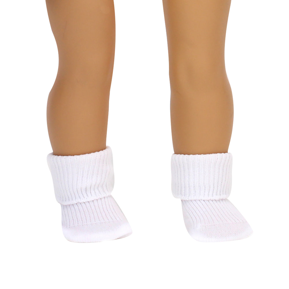Sophia's Ribbed Fold Over Cuff Crew Socks for 18" Dolls, White