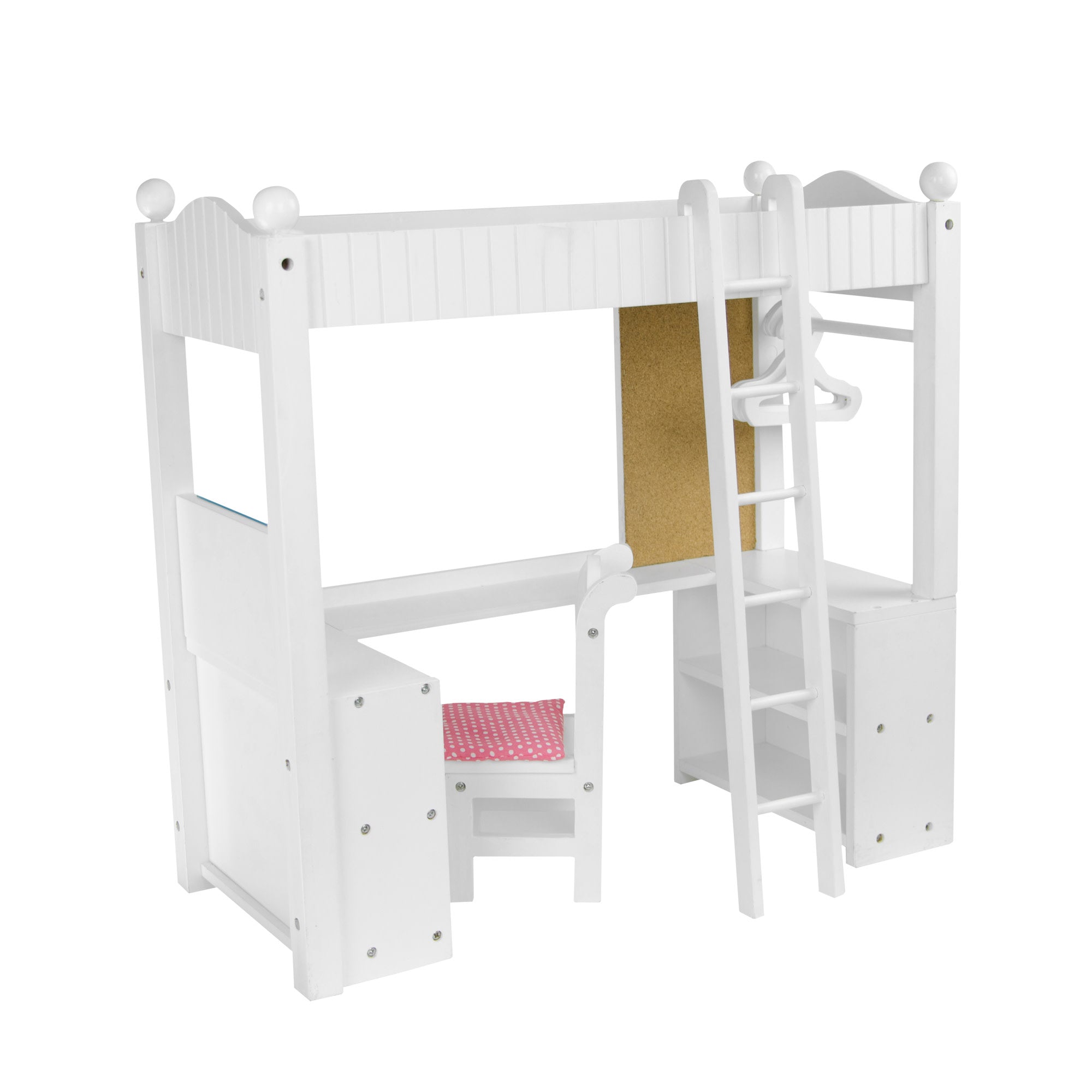 Olivia's Little World Little Princess Bunk Bed Desk with Storage for 18" Dolls, Gray/Pink