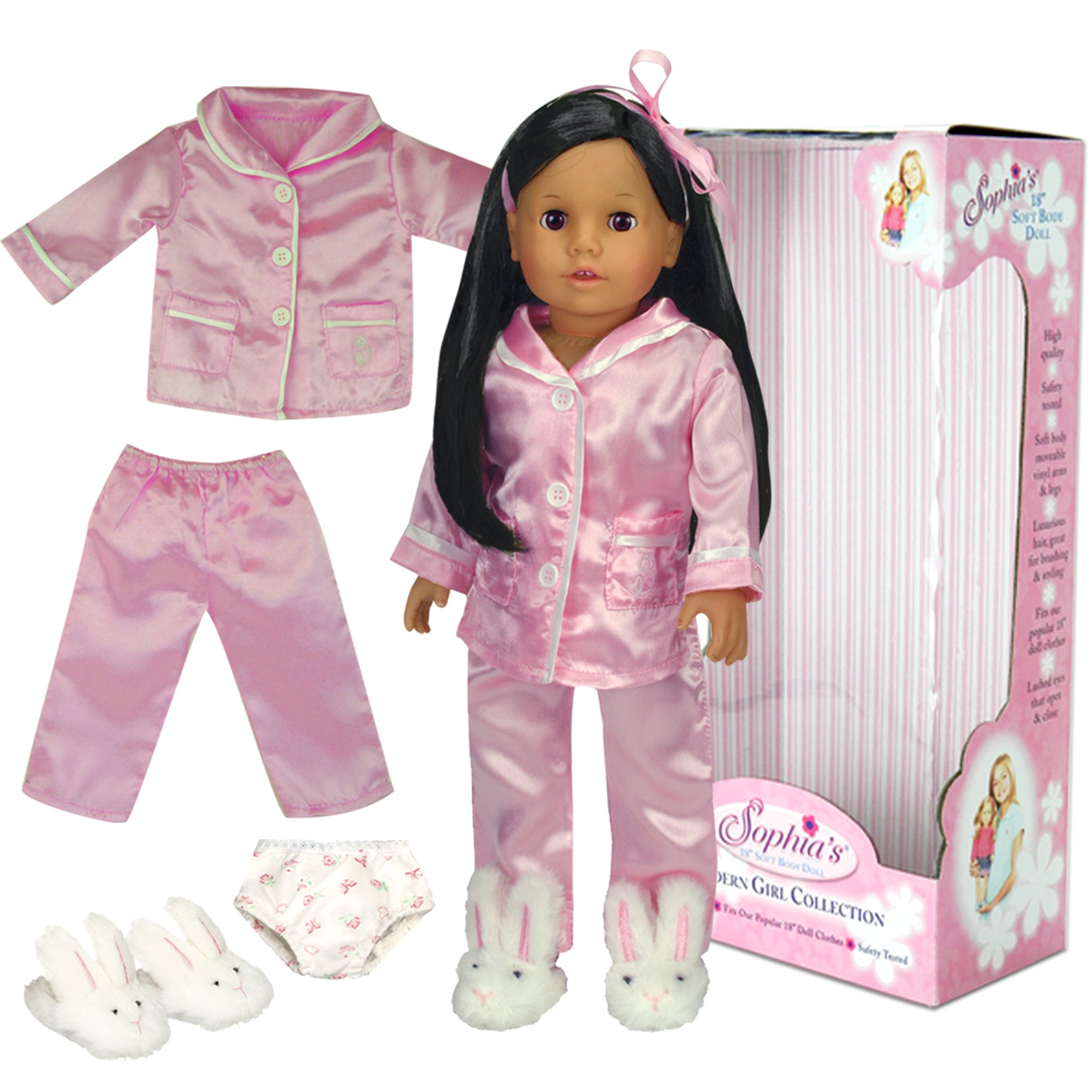 Sophia's Posable 18'' Soft Bodied Vinyl Doll "Julia" with Brown Hair and Brown Eyes in a Display Box, Medium Skin Tone
