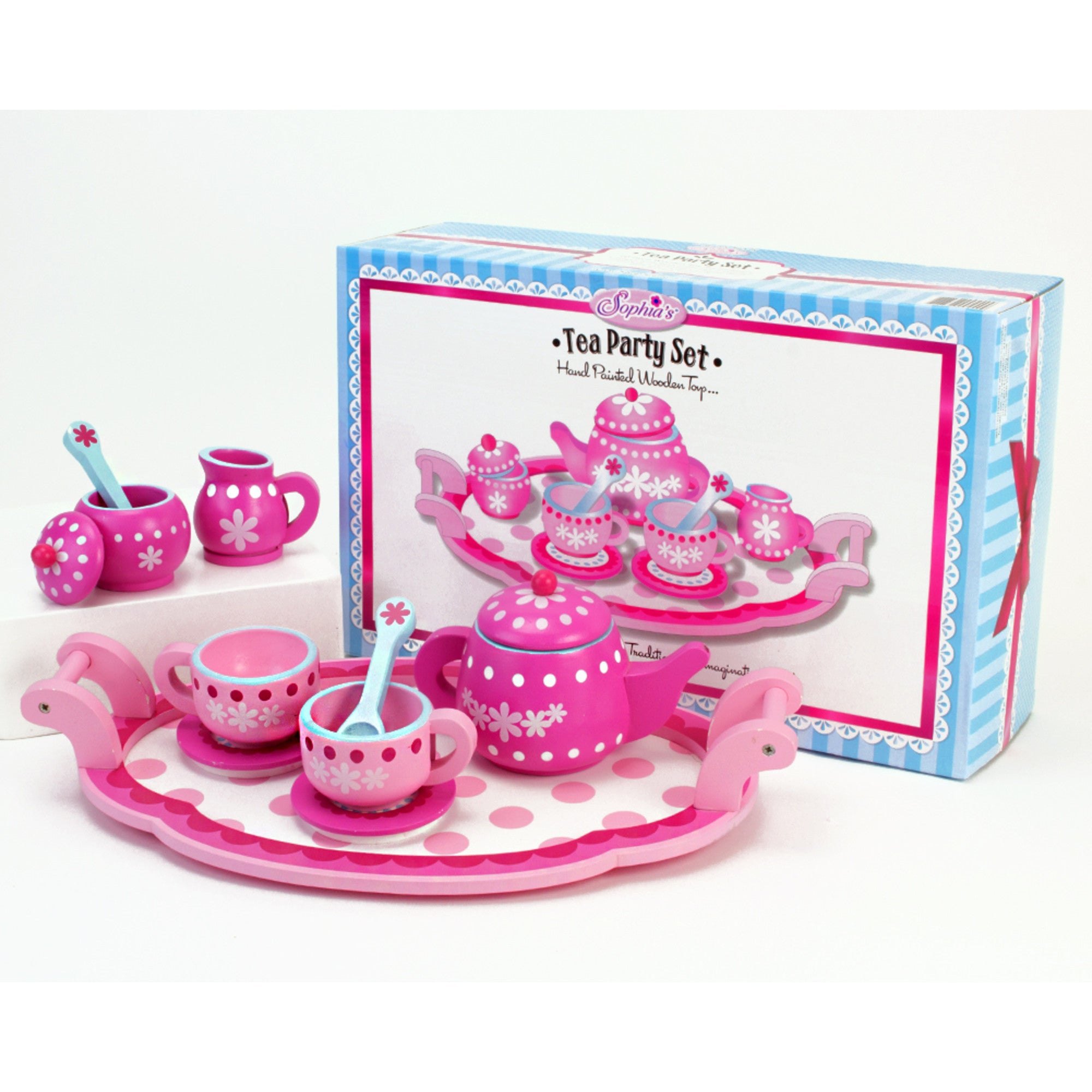 Sophia's 10 Piece Wooden Tea Party Set, Pink