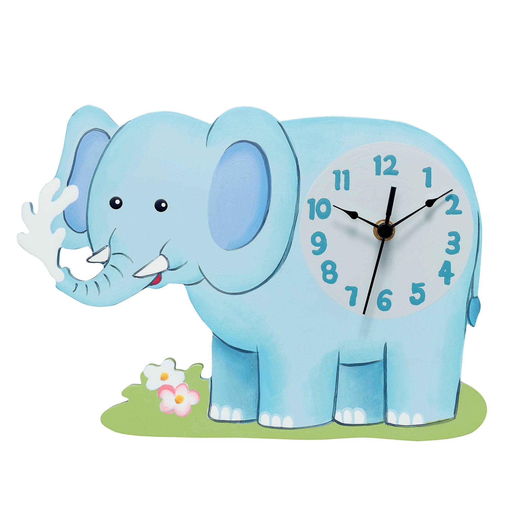 Fantasy Fields Kids Decorative Sunny Safari Elephant Wall Clock, Blue