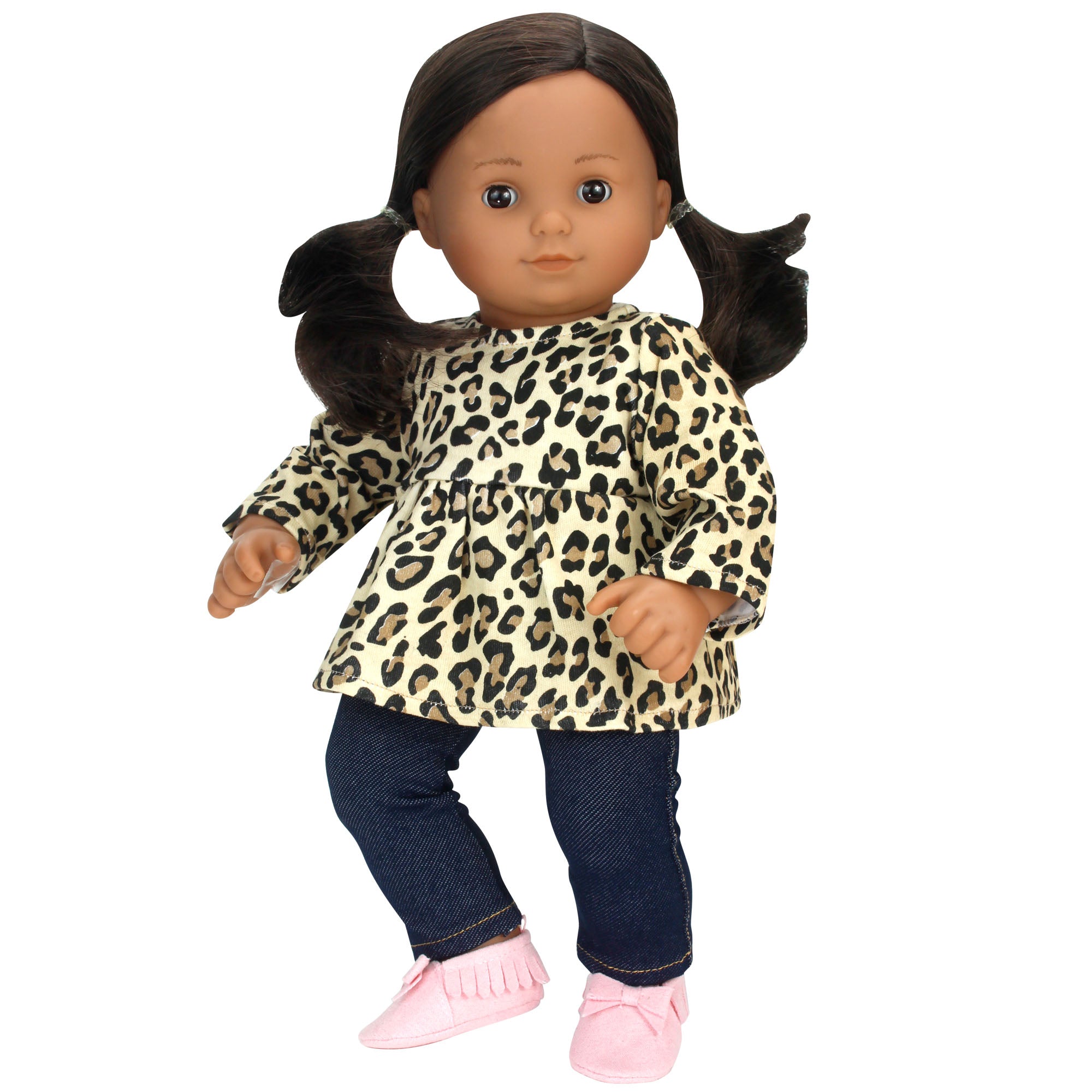 Sophia's Cheetah Print Tunic and Denim Jeggings Outfit Set for 15'' Dolls, Tan