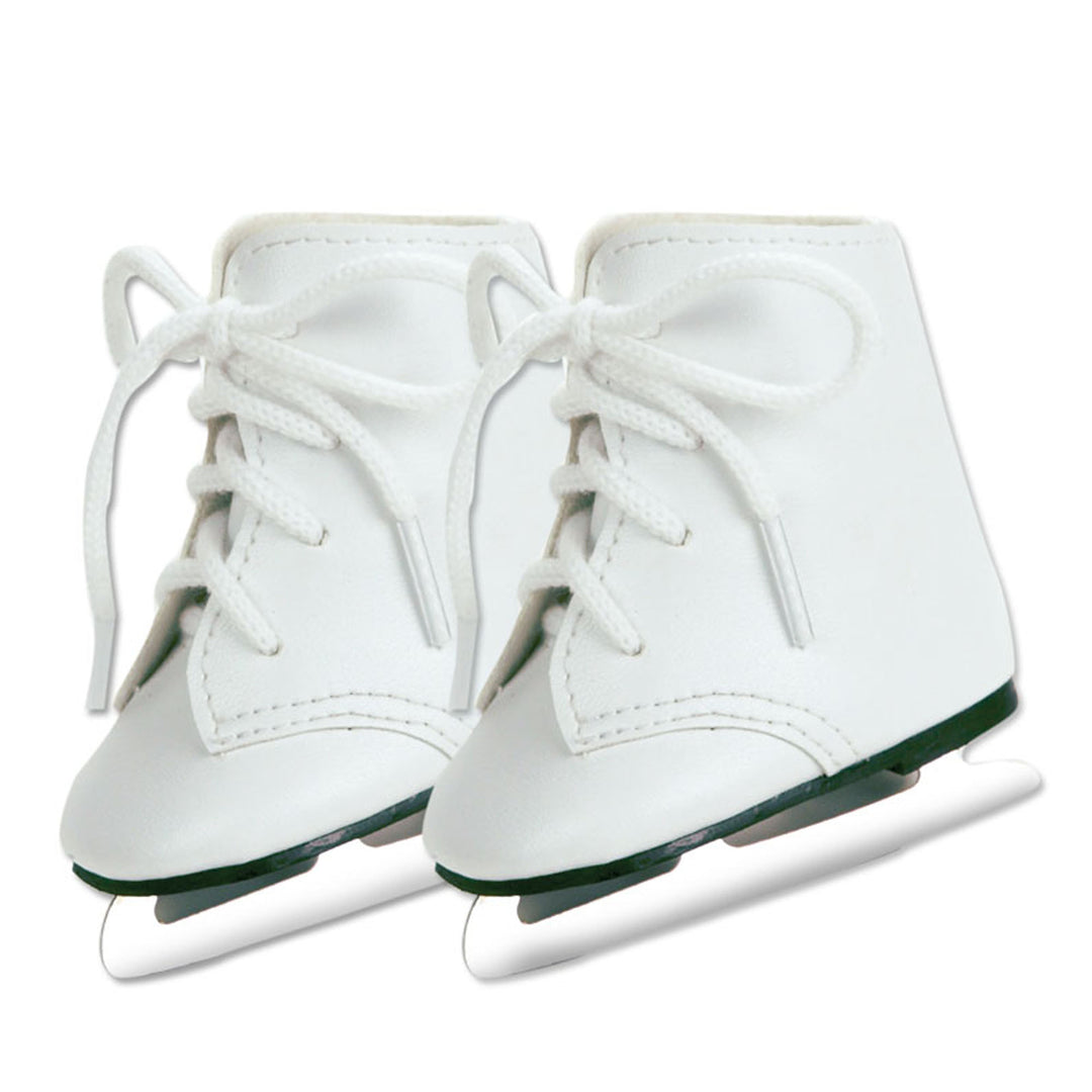 Sophia's Faux Leather Ice Skates with Ties for 18" Dolls, White