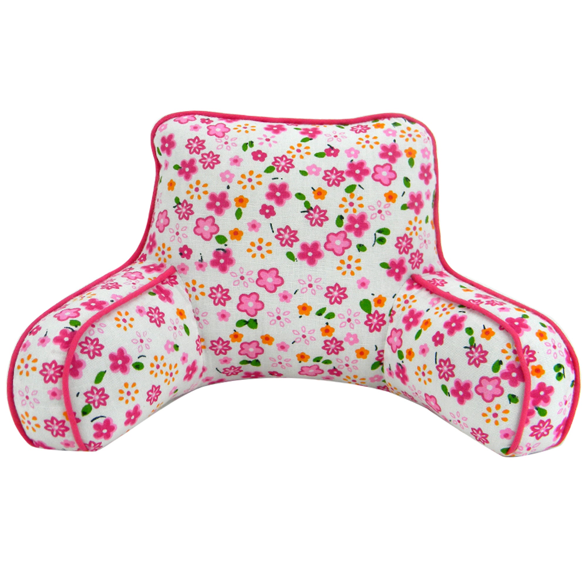 Sophia’s Flower Power Floral Print Back Rest Pillow with Stylish Piping Details Doll Bedroom Décor for 18” Dolls, Hot Pink
