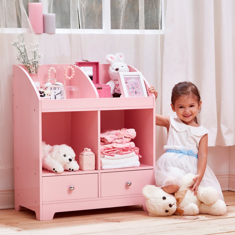 Fantasy Fields Little Princess Cindy 3 Tier Toy Cubby Storage with Drawers, Pink