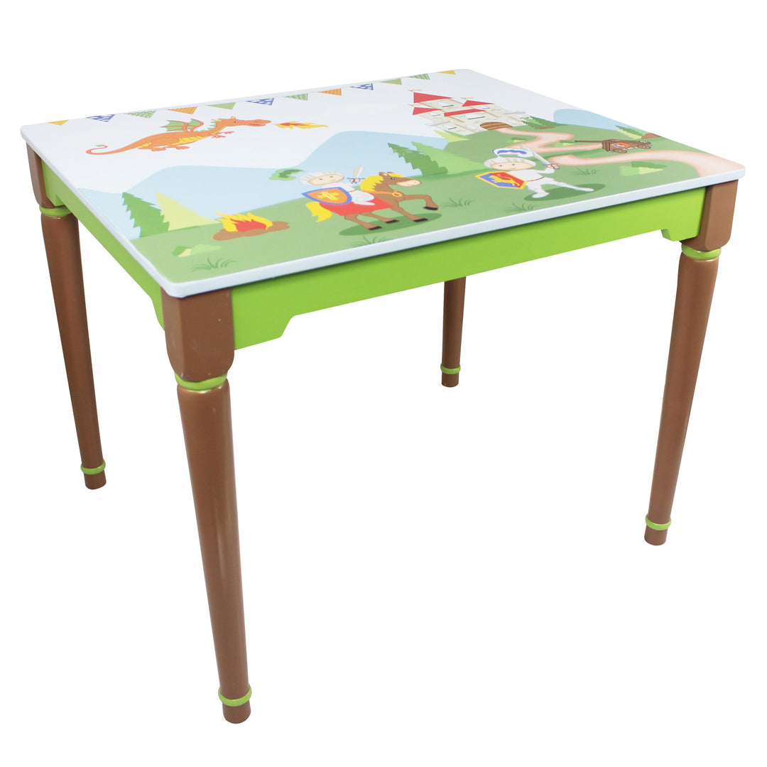 Fantasy Fields Kids Painted Wooden Knights and Dragons Table, Multicolor