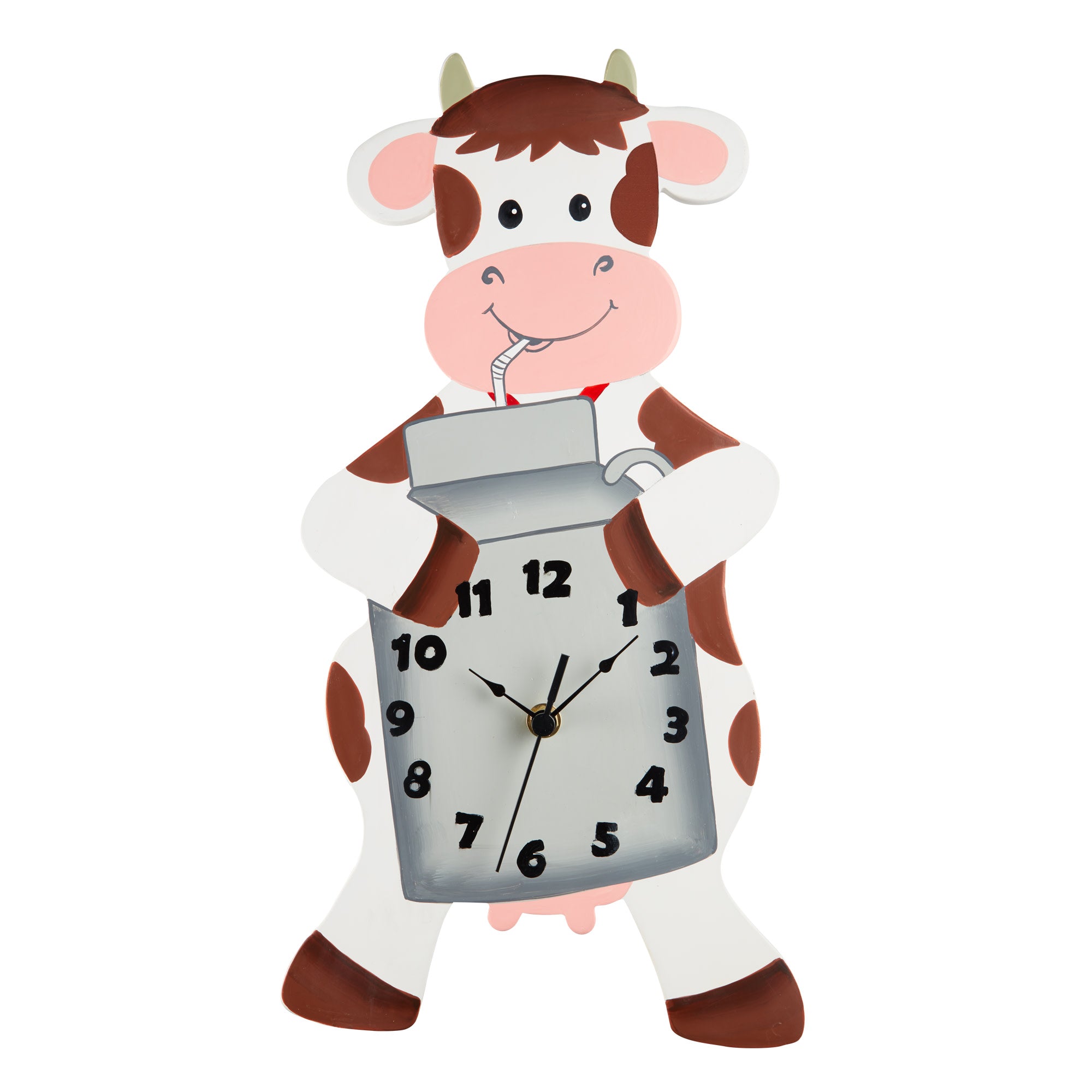 Fantasy Fields Kids Decorative Happy Farm Cow Wall Clock, Brown