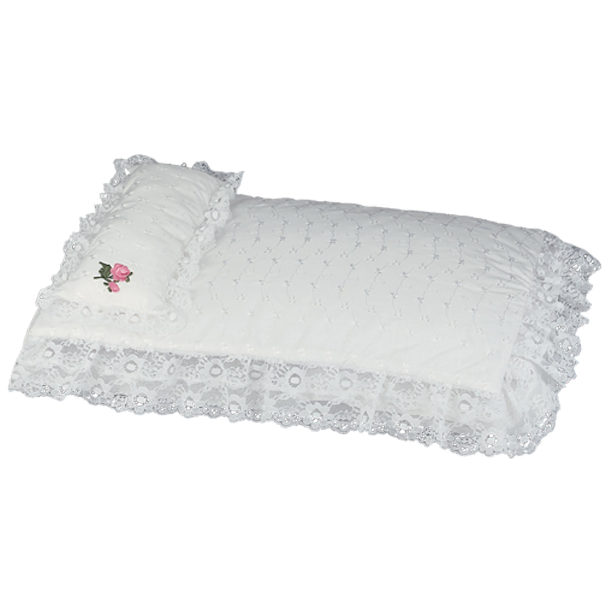 Sophia's 2 Piece Eyelet Bedding and Pillow Set for 18" Dolls, White
