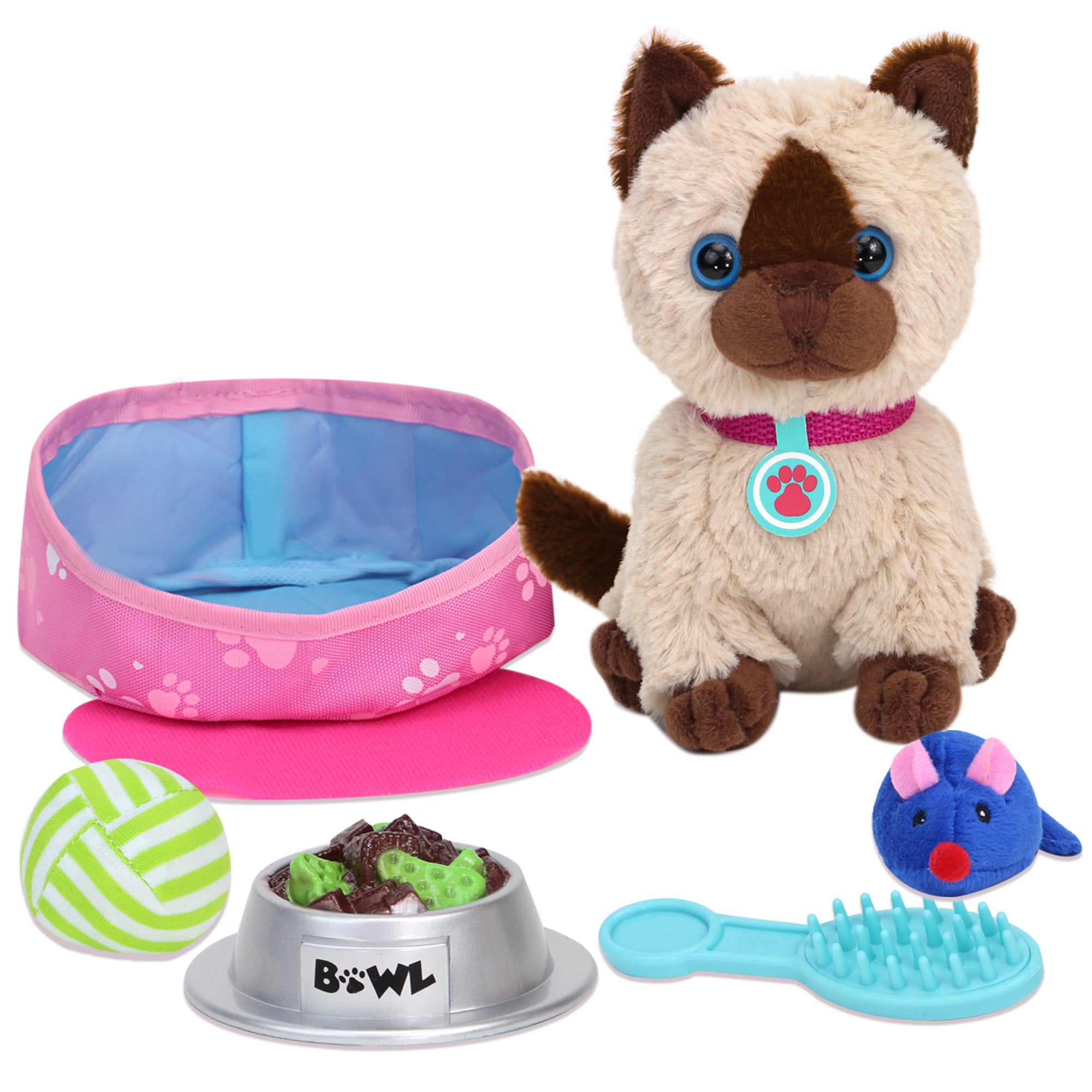 Sophia's Tan Plush Kitten and Accessories Set for 18" Dolls, Multicolor