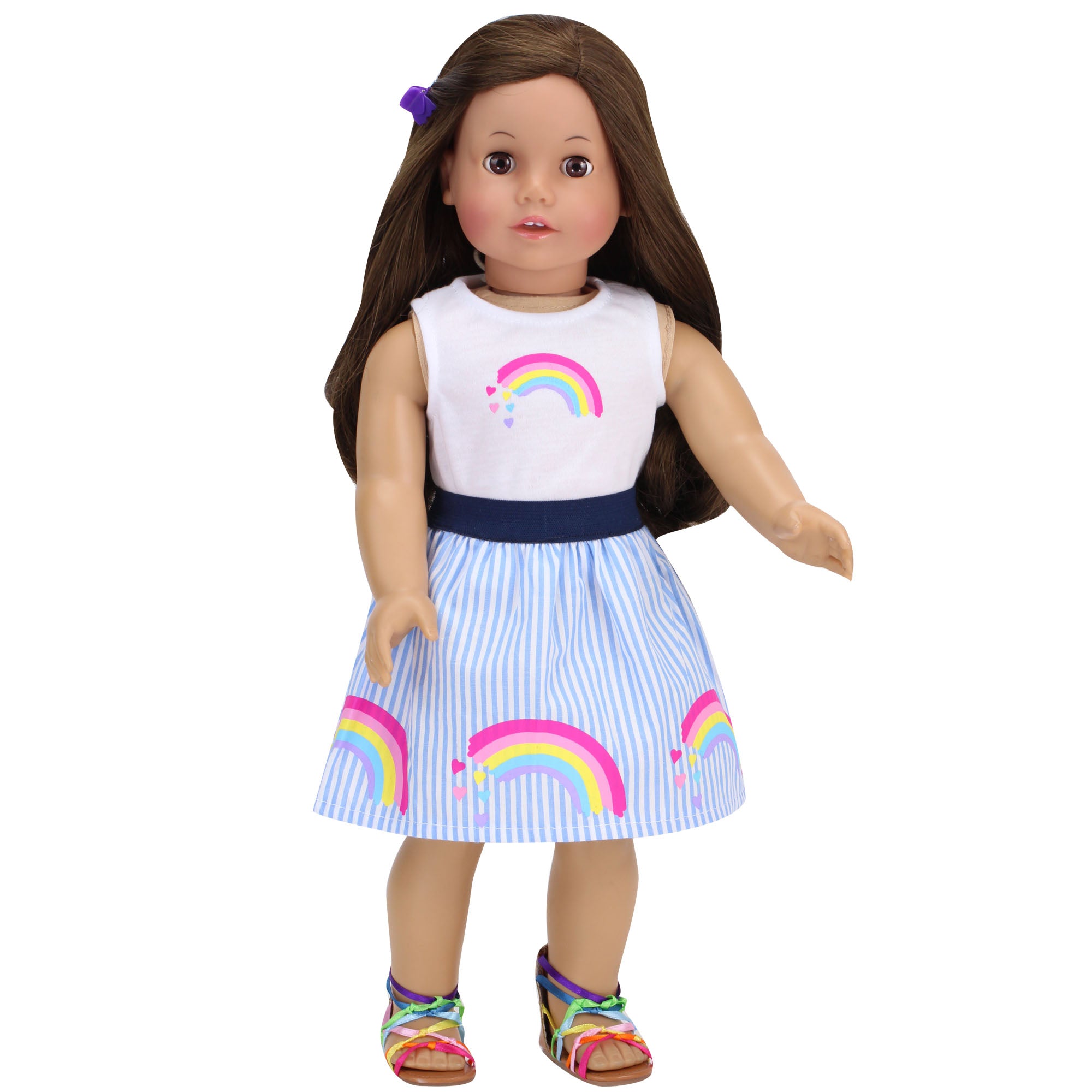 Sophia's Rainbow Shirt and Striped Skirt for 18" Dolls, Multicolor