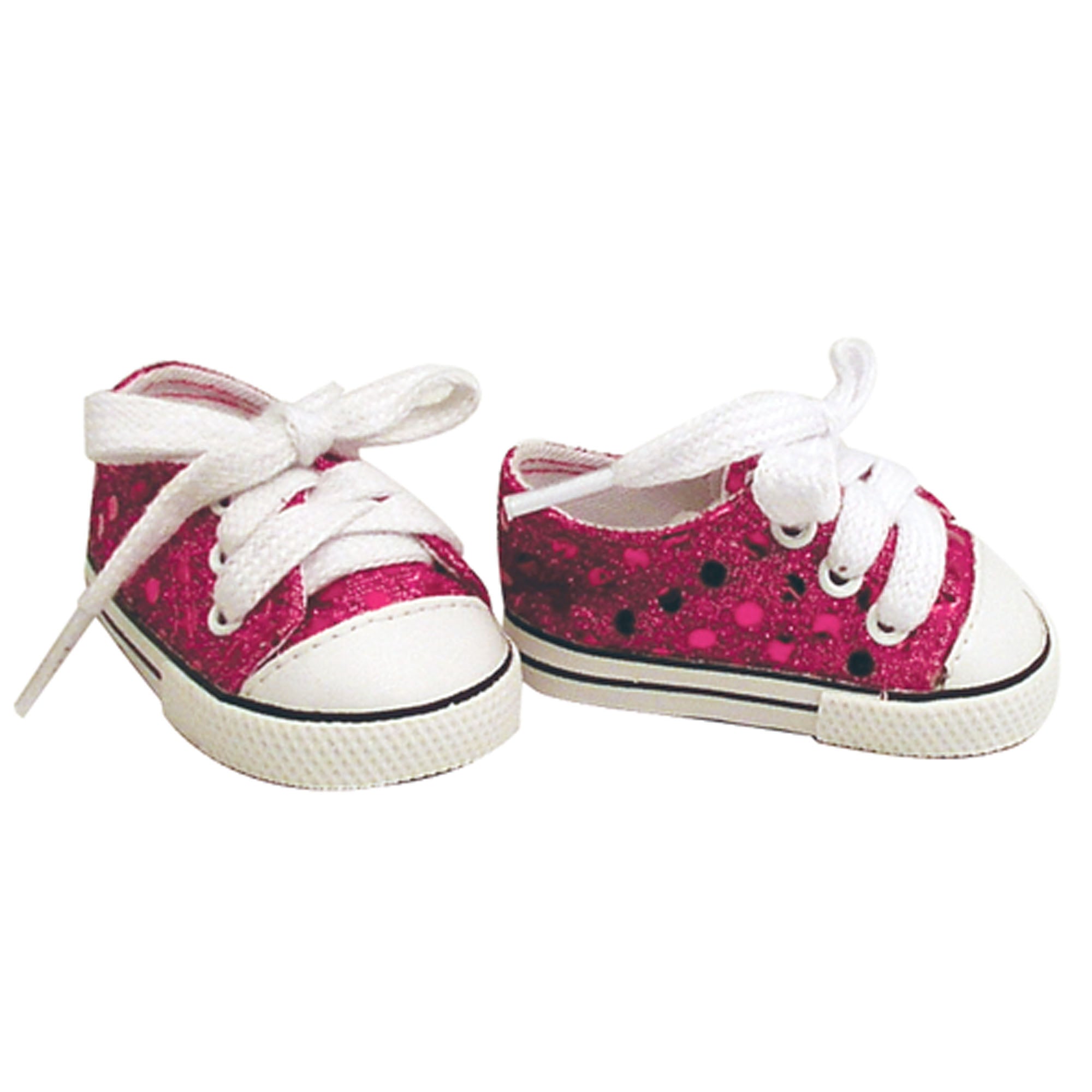 Sophia’s Cute Low-Top Canvas Sneakers with Allover Sparkly Sequins & Classic Exposed Seams for 18” Dolls, Hot Pink