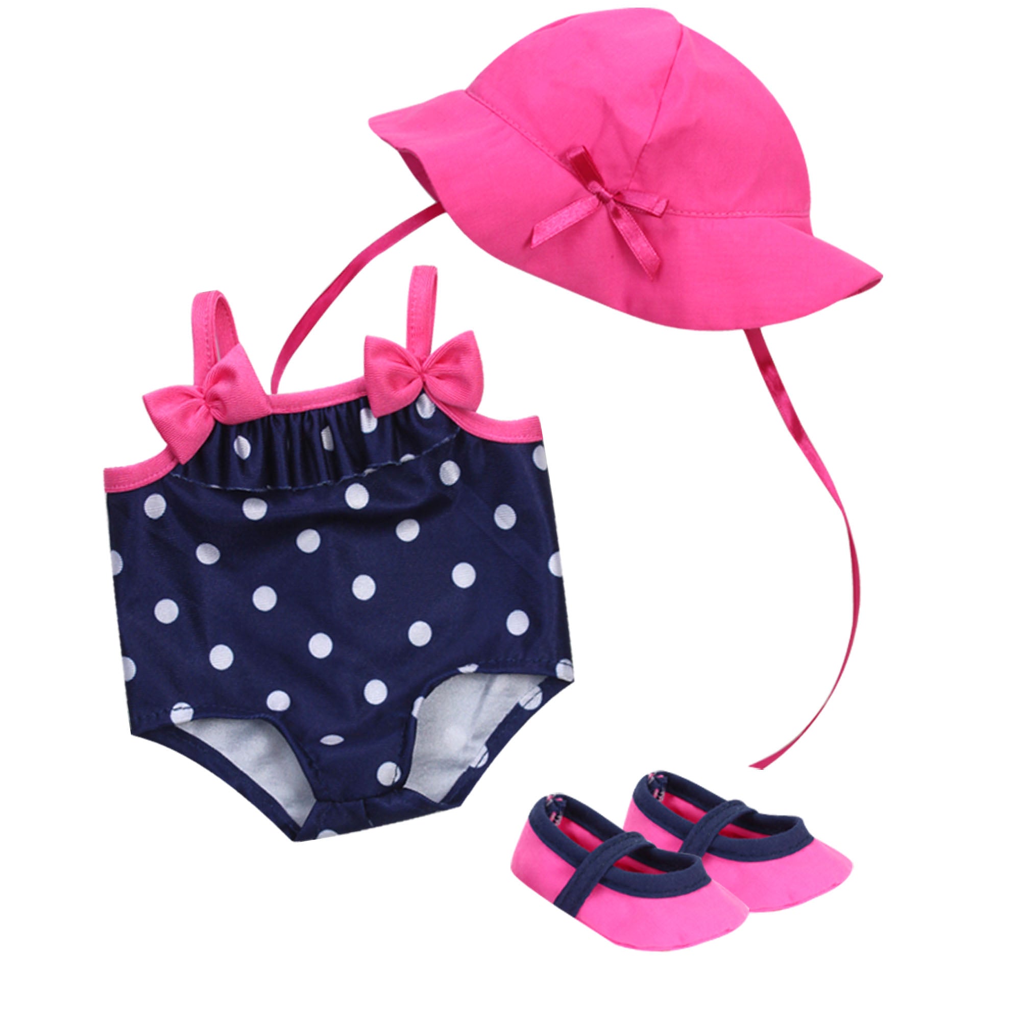Sophia's Polka Dot Bathing Suit Set for 15'' Dolls, Navy/Pink