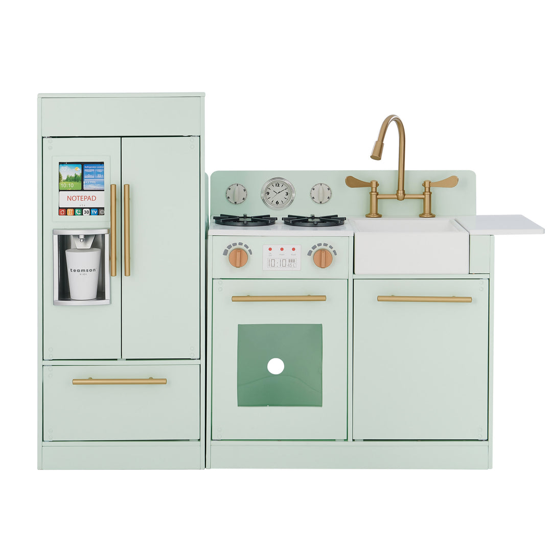 Teamson Kids Little Chef Chelsea Modern Play Kitchen, Mint/Gold