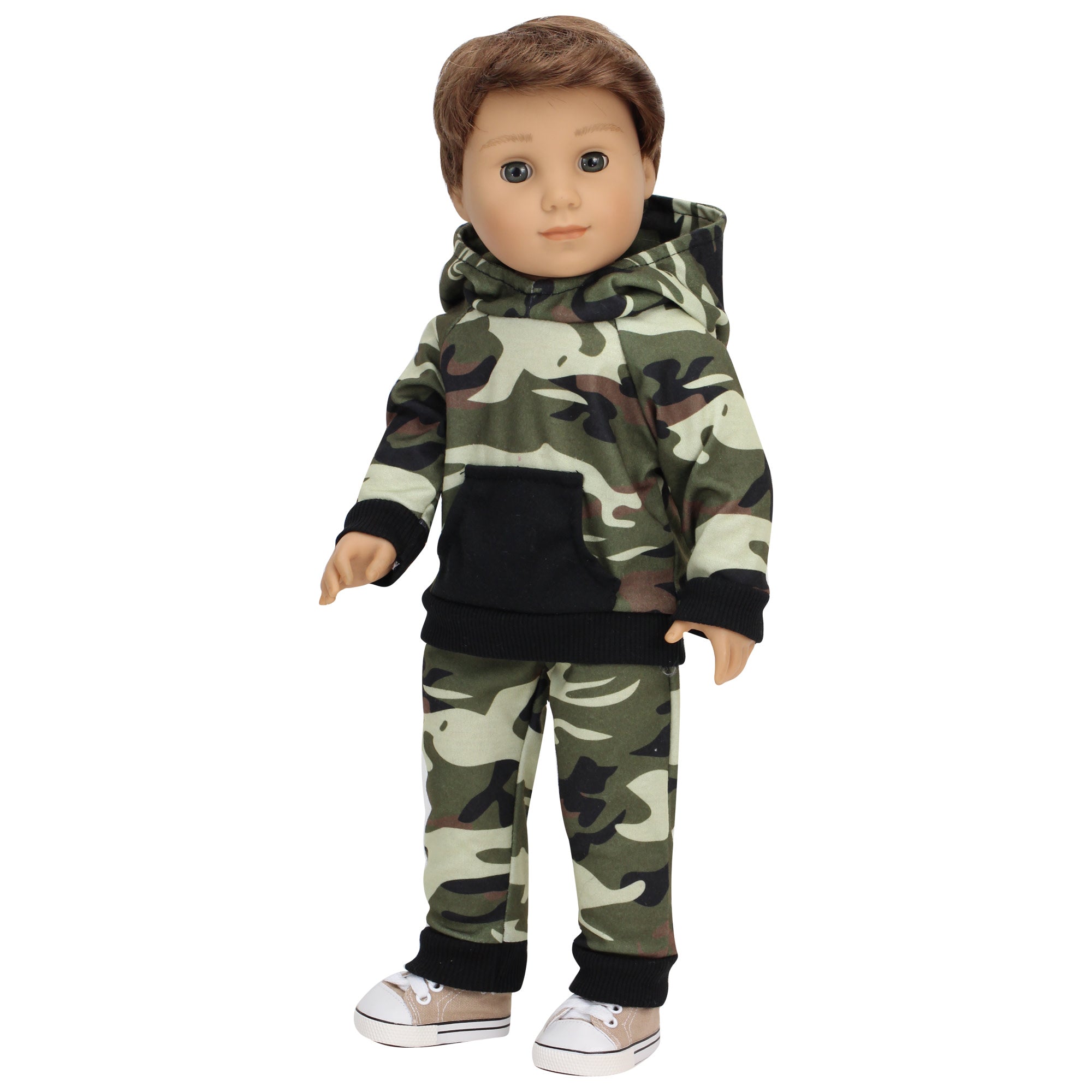 Sophia’s Mix & Match Gender-Neutral Camouflage Sweatsuit Complete Outfit Set for 18” Dolls, Green