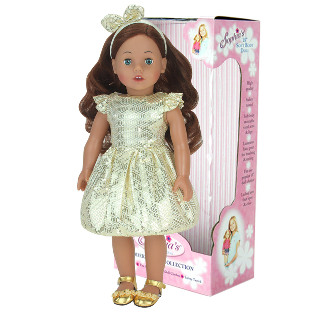 Sophia's Posable 18'' Soft Bodied Vinyl Doll "Carly" with Auburn Hair and Blue Eyes in a Display Box, Light Skin Tone