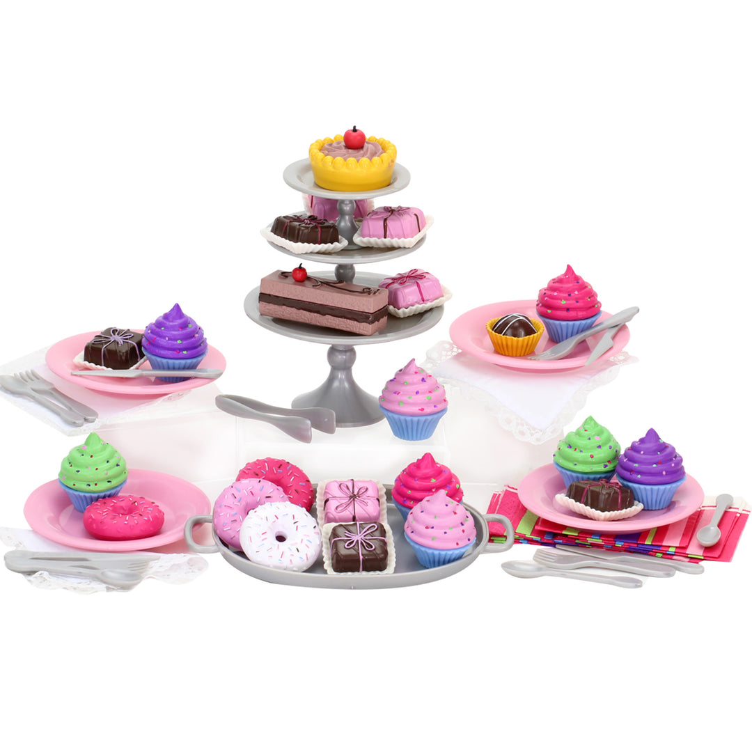 Sophia's 47 Piece Serving Set with Desserts for 18'' Dolls, Multicolor