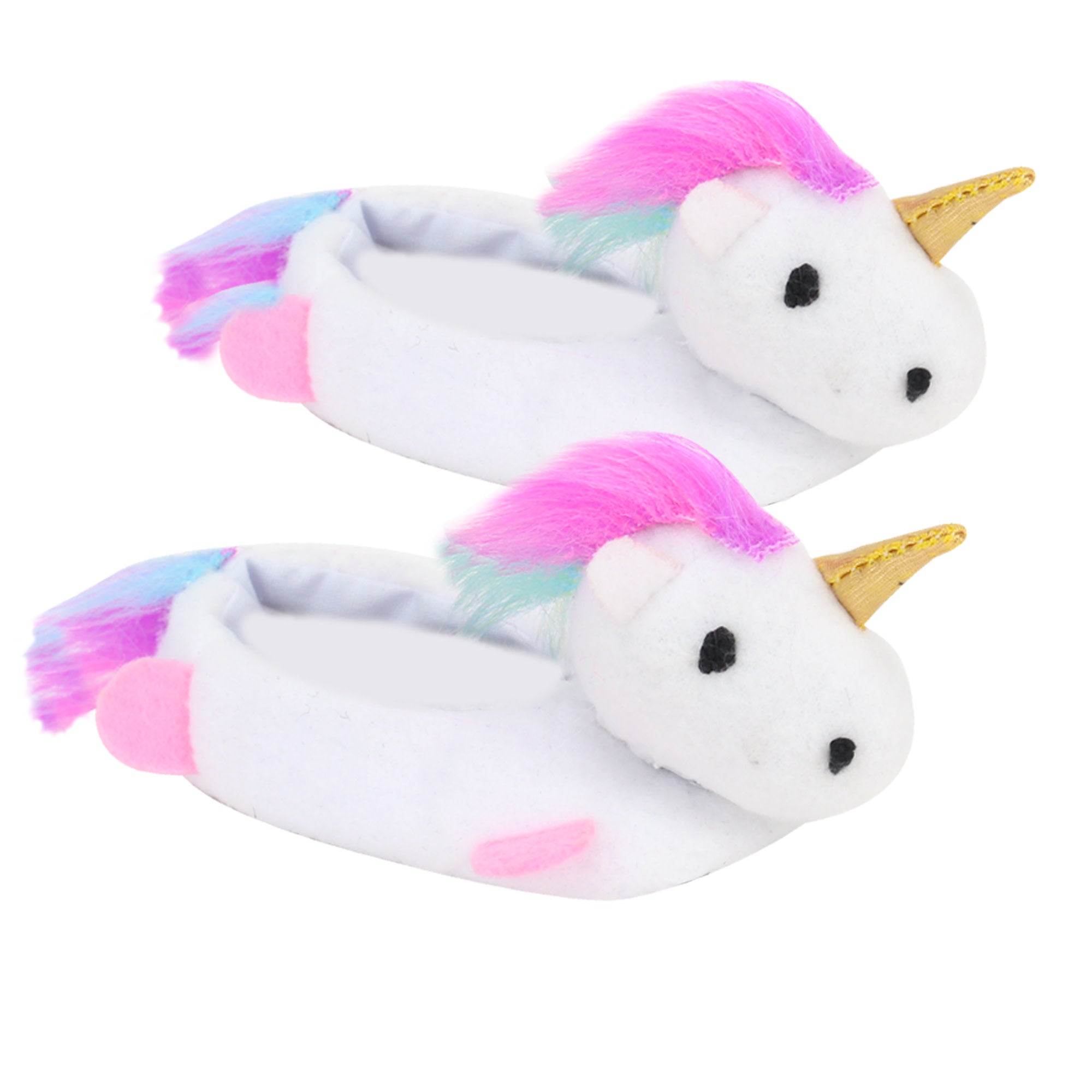 Sophia's Unicorn Slippers with Rainbow Hair for 18" Dolls, White