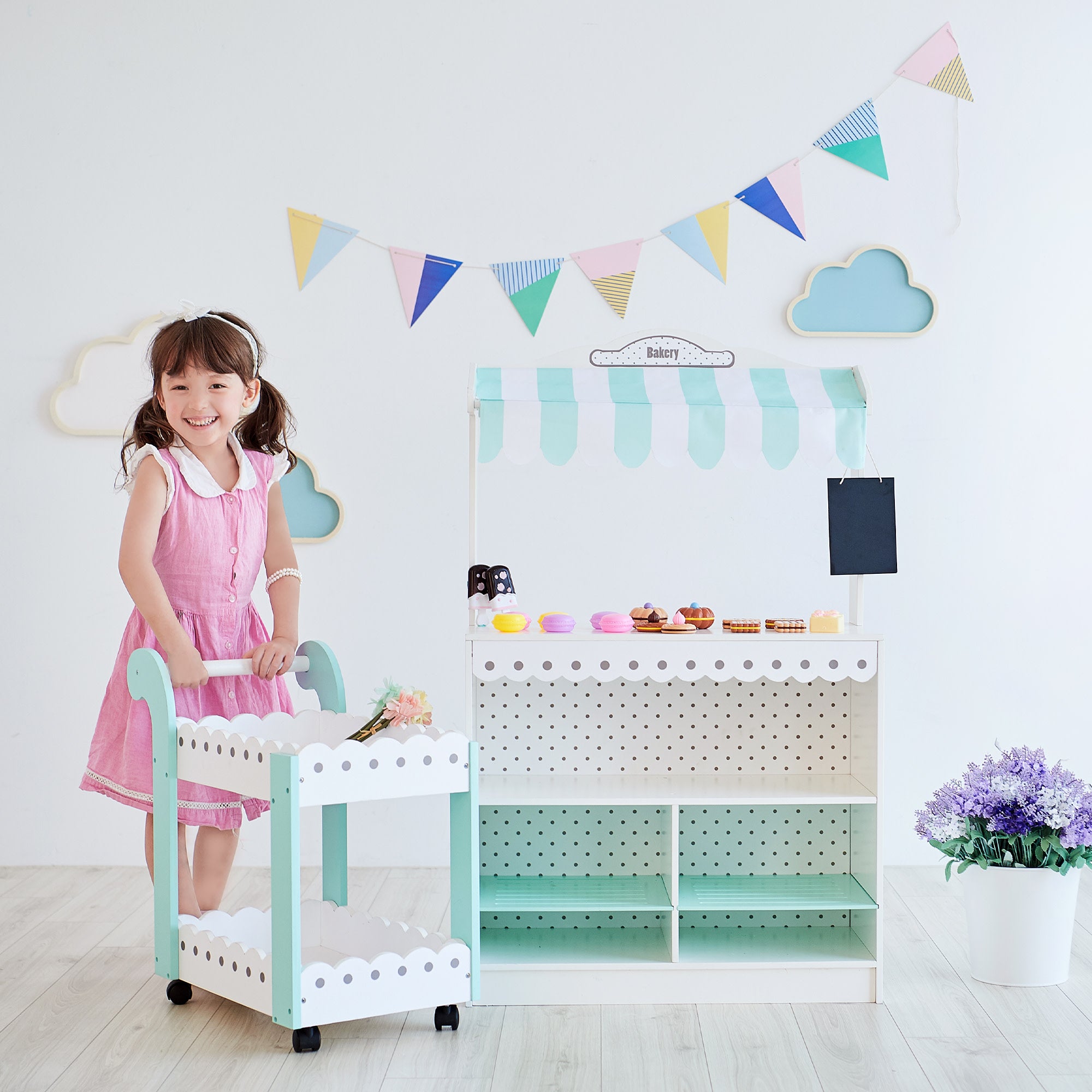 Teamson Kids My Dream Bakery Shop, Treat Stand and Dessert Cart, White
