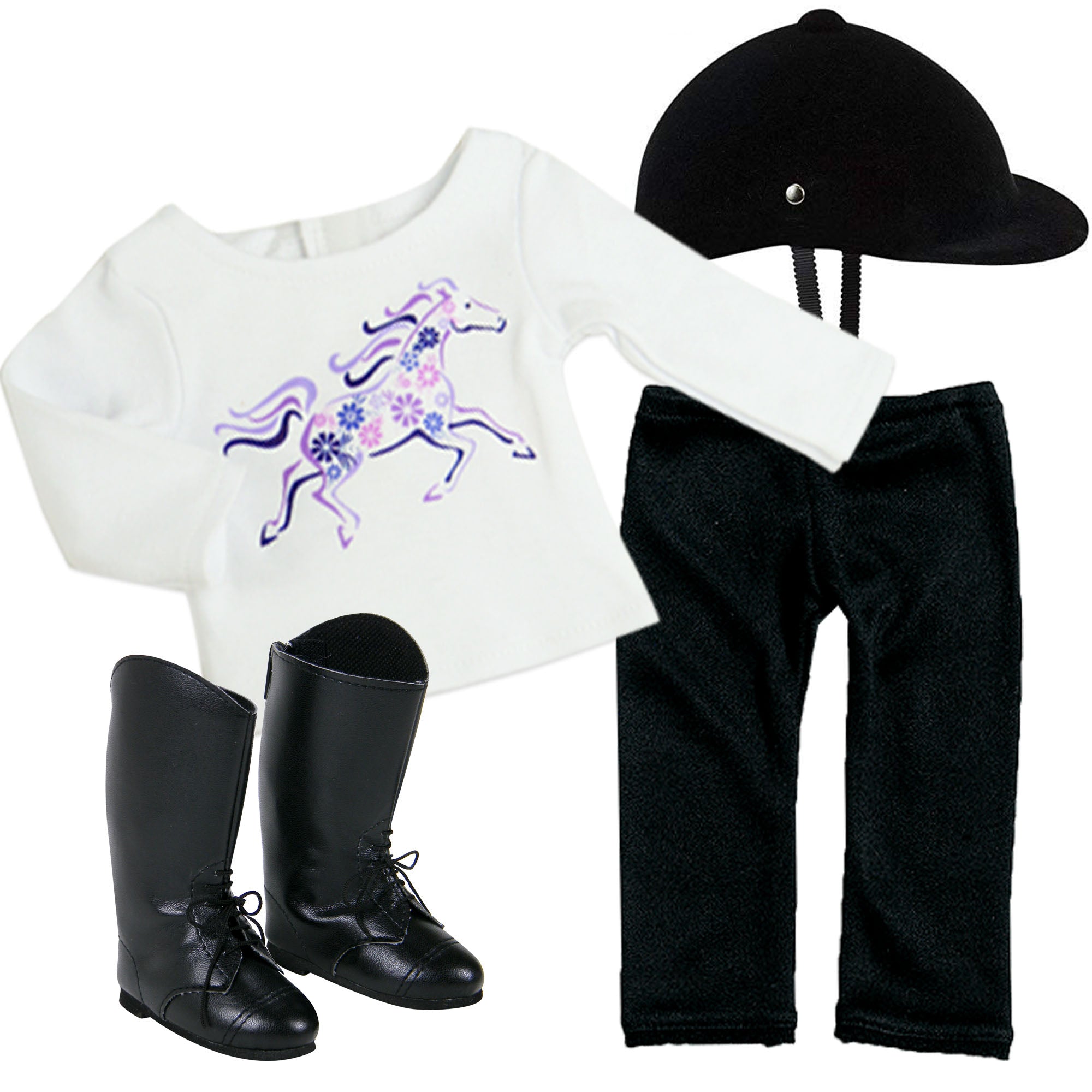 Sophia's 4 Piece Horseback Riding Outfit with Riding Boots Set for 18'' Dolls, Black