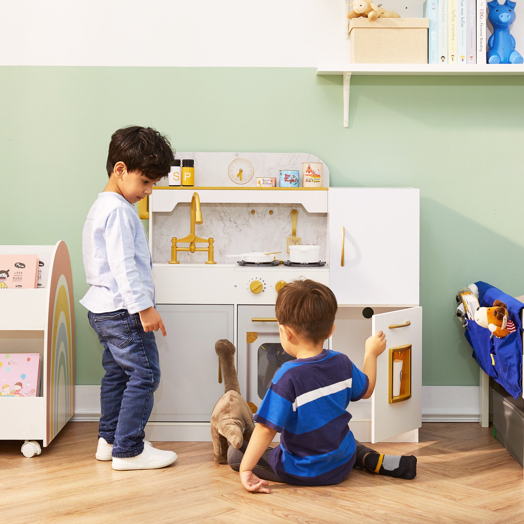 Teamson Kids Versailles Play Kitchen with Refrigerator and Cookware Accessories, White