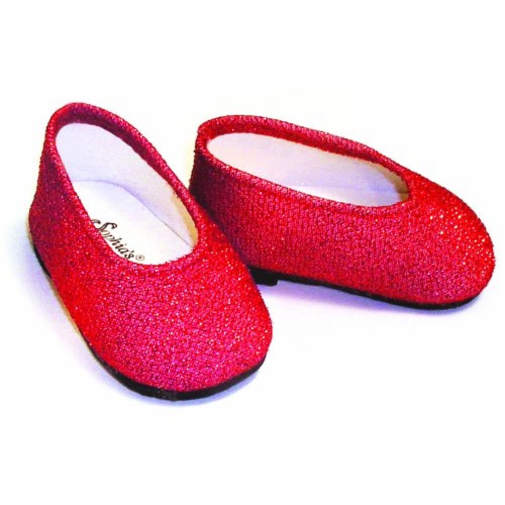 Sophia’s Ruby Glitter Ballet Slipper Flat Shoes for 18” Dolls, Red