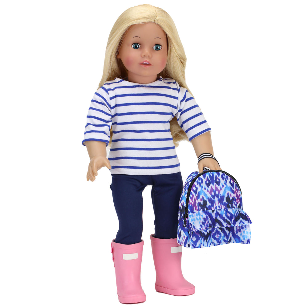 Sophia's Doll-Sized Backpack in Ikat Print for 18 Inch Doll, Blue