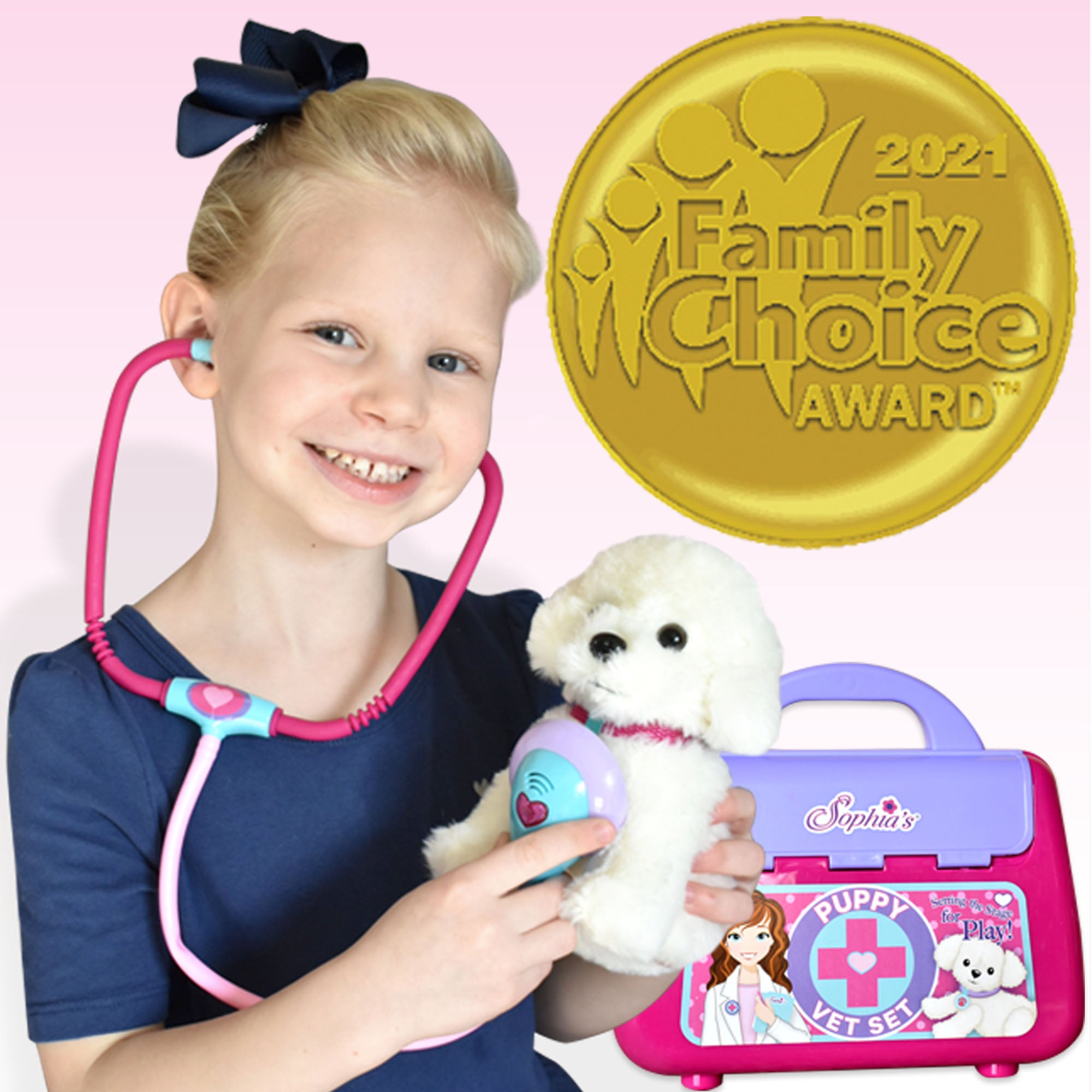 Sophia's Puppy Dog and Pet Vet Set for 18" Dolls, Pink