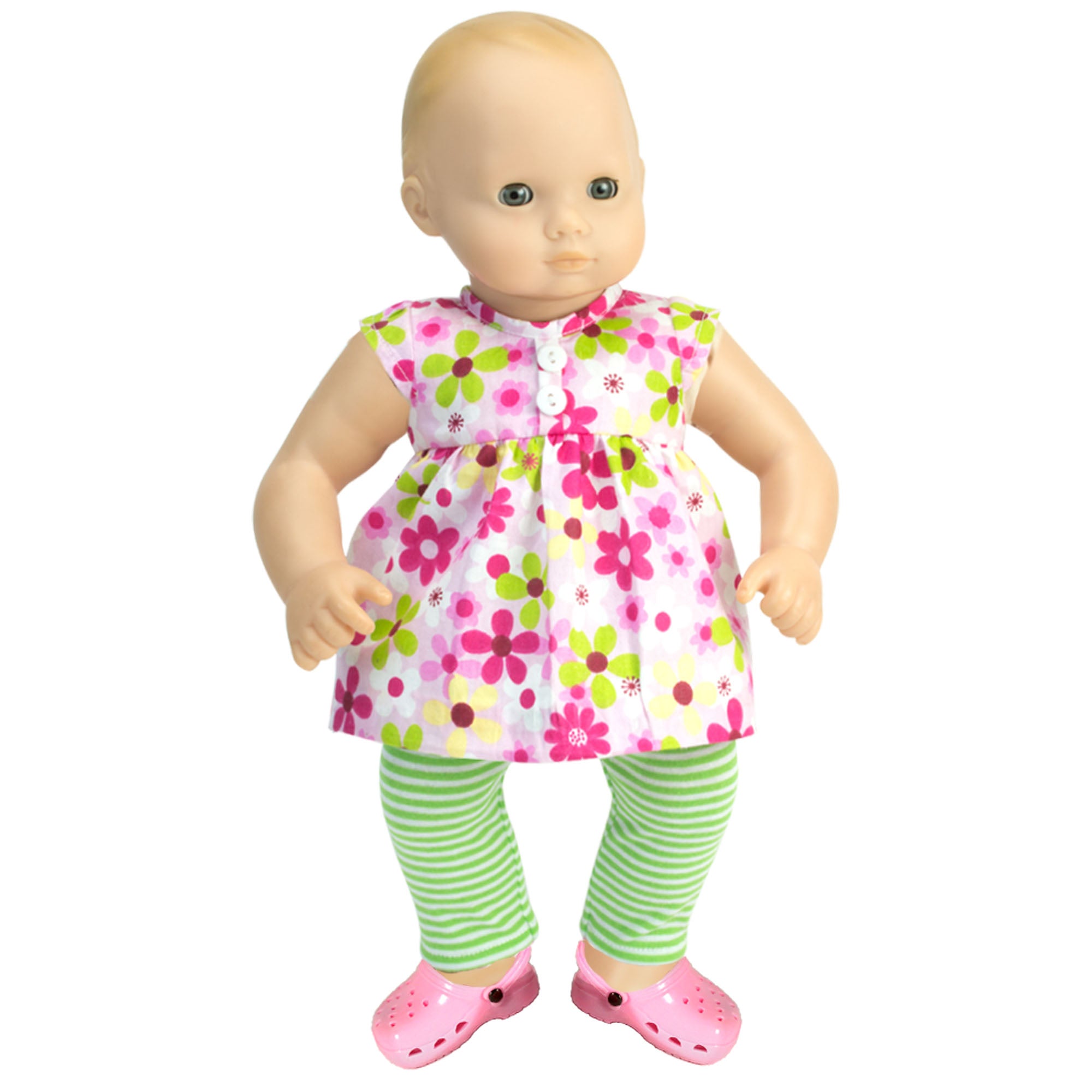 Sophia's 3 Piece Floral Outfit with Shoes Set for 15'' Dolls, Pink/Green