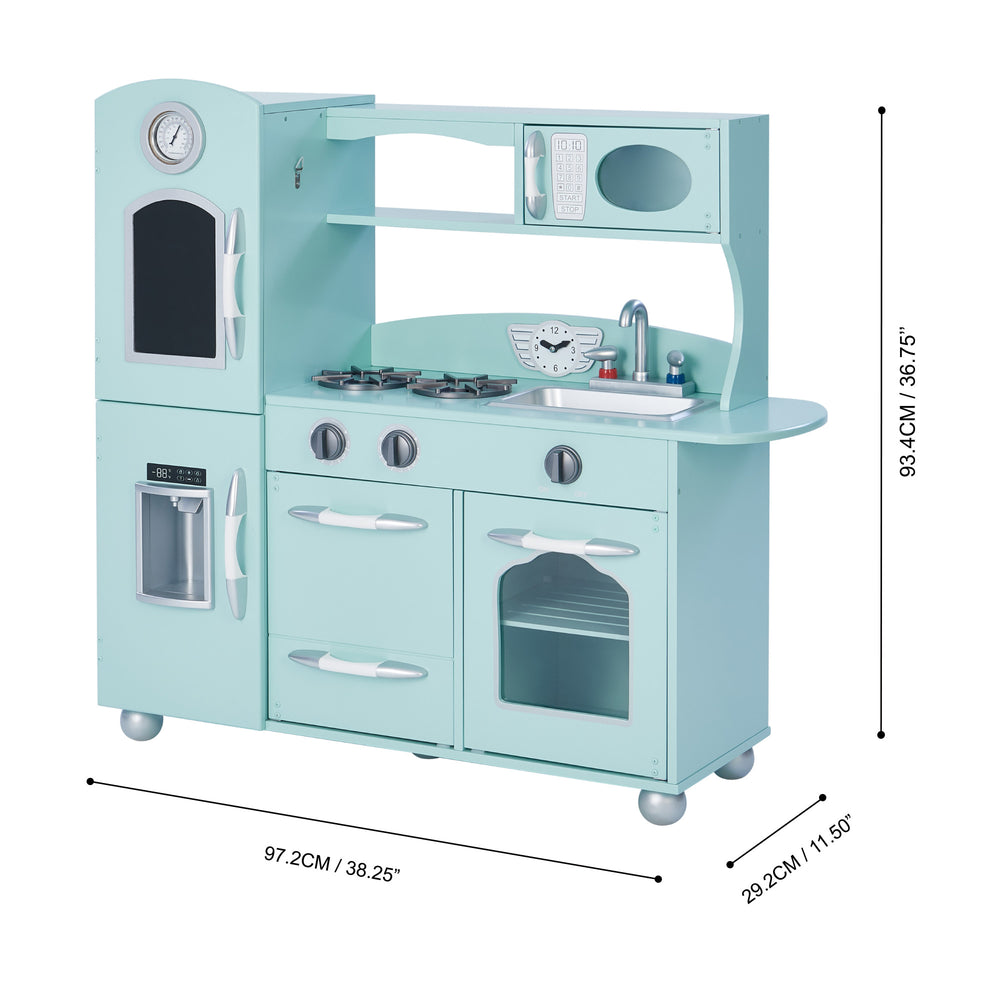 Teamson Kids Little Chef Westchester Retro Kids Kitchen Playset, Mint measured in centimeters and inches