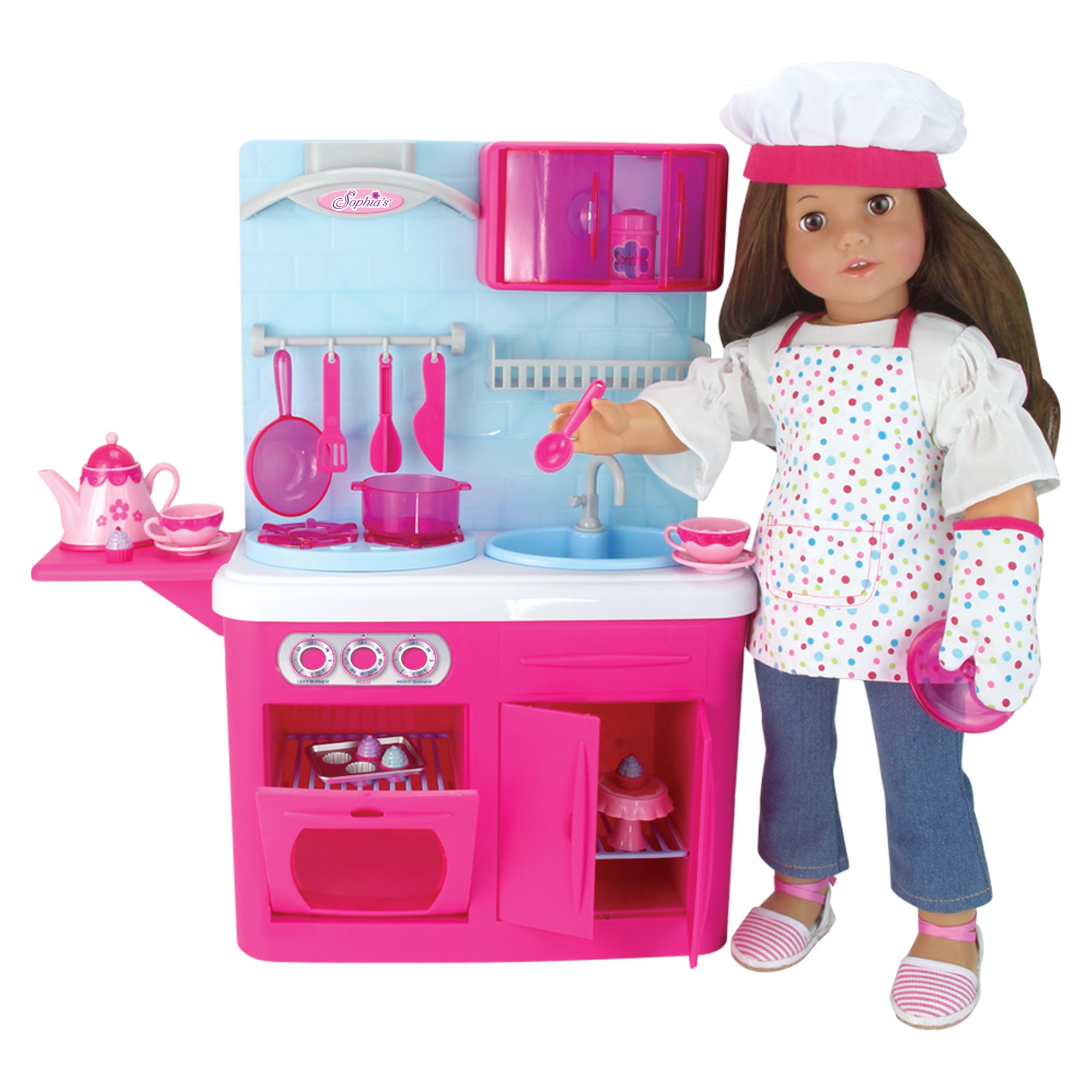Sophias Doll Kitchen with Baking Accessories Set for 18" Dolls