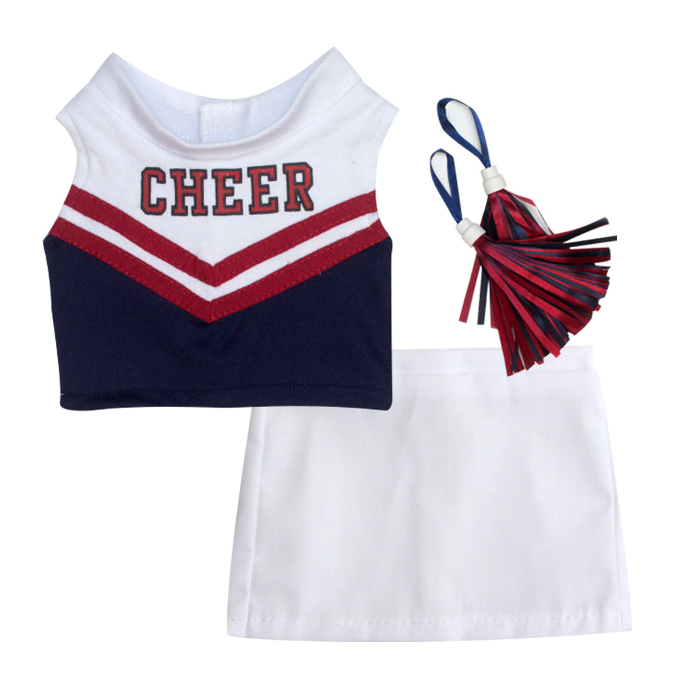 Sophia’s Dress Up Costume Cheerleader Dress & Pom-Pom Set for 18” Dolls, Red/Navy