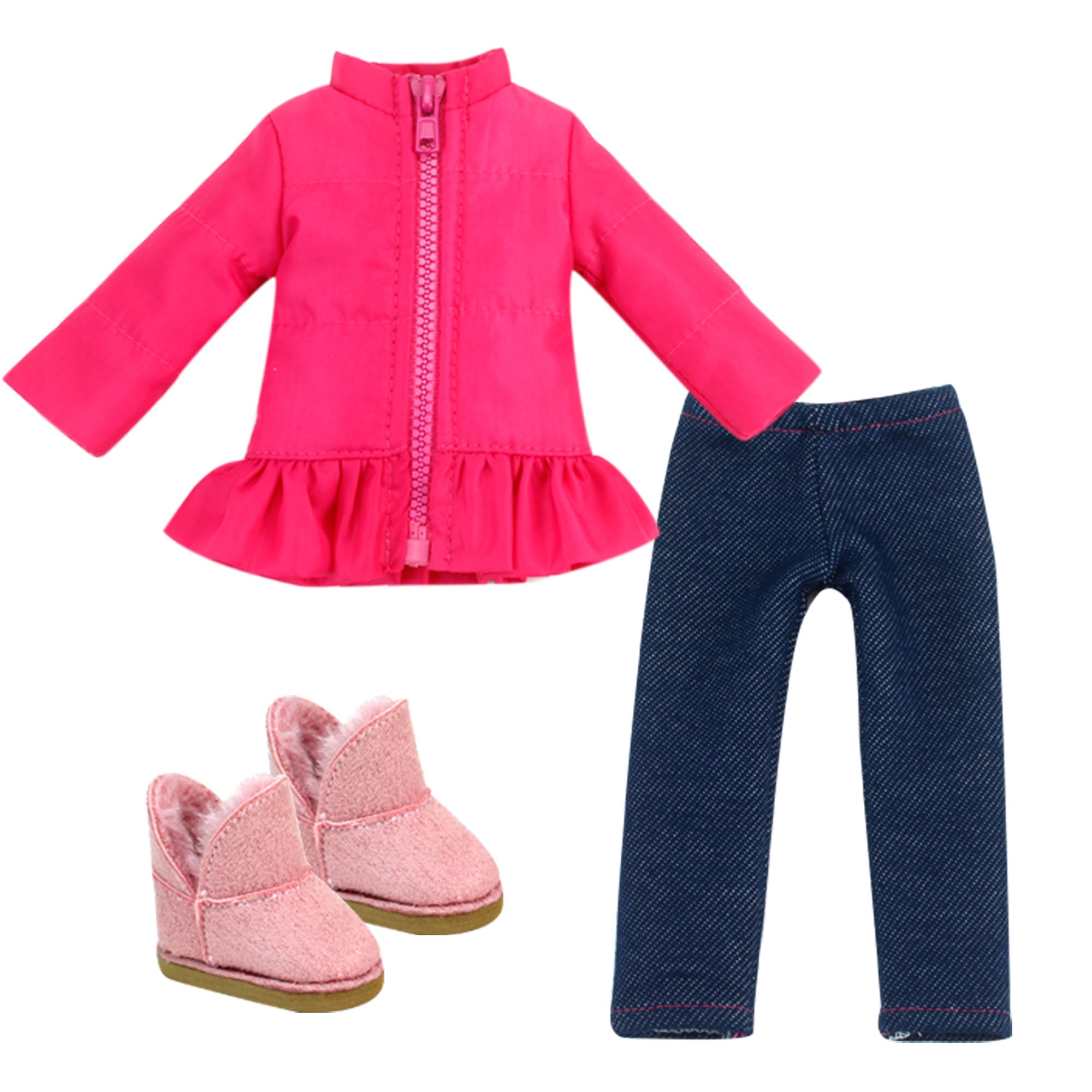 Sophia's 3 Piece Winter Outfit with Boots for 14.5" Dolls, Hot Pink