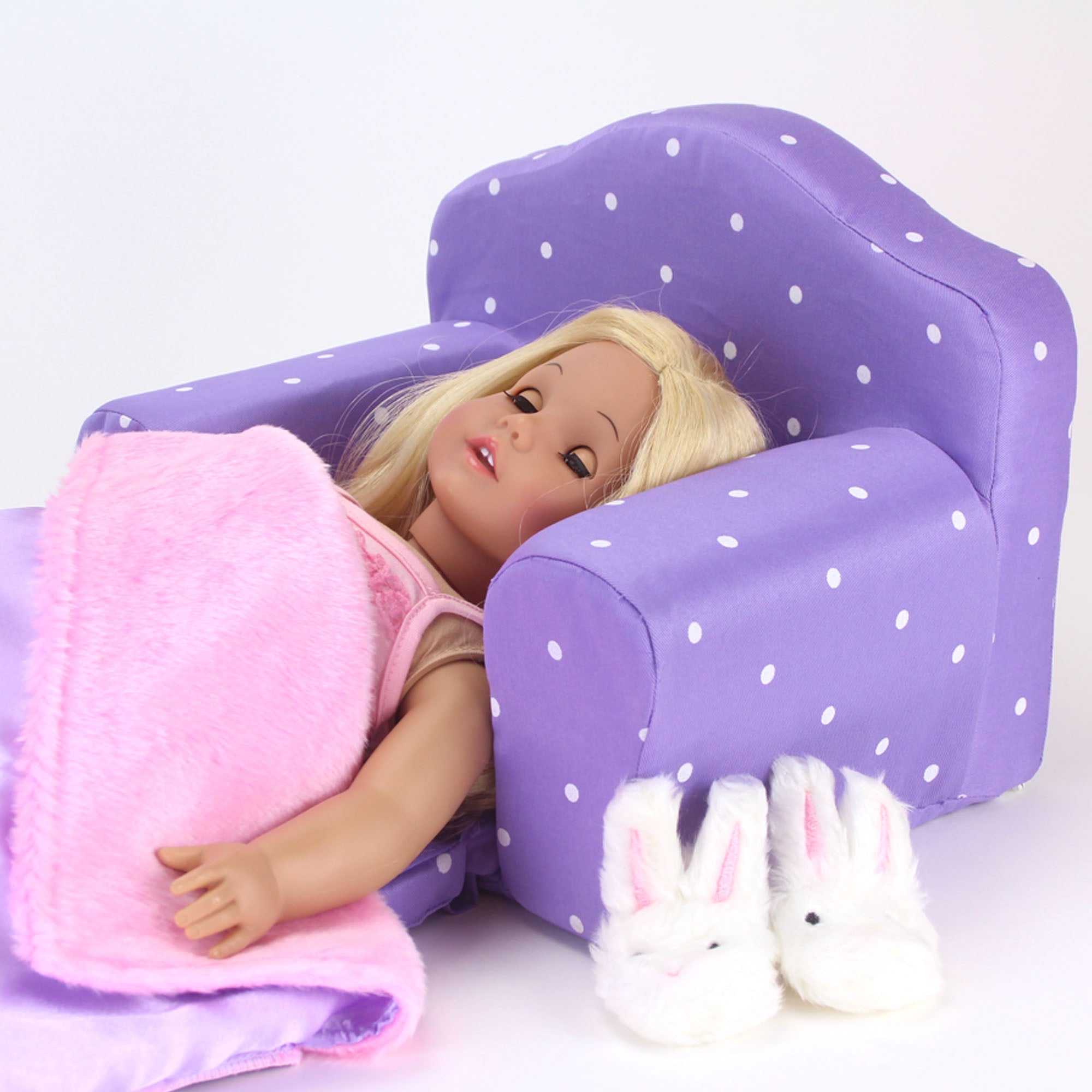 Sophia's Polka Dot Pull-Out Chair Bed for 18'' Dolls, Purple