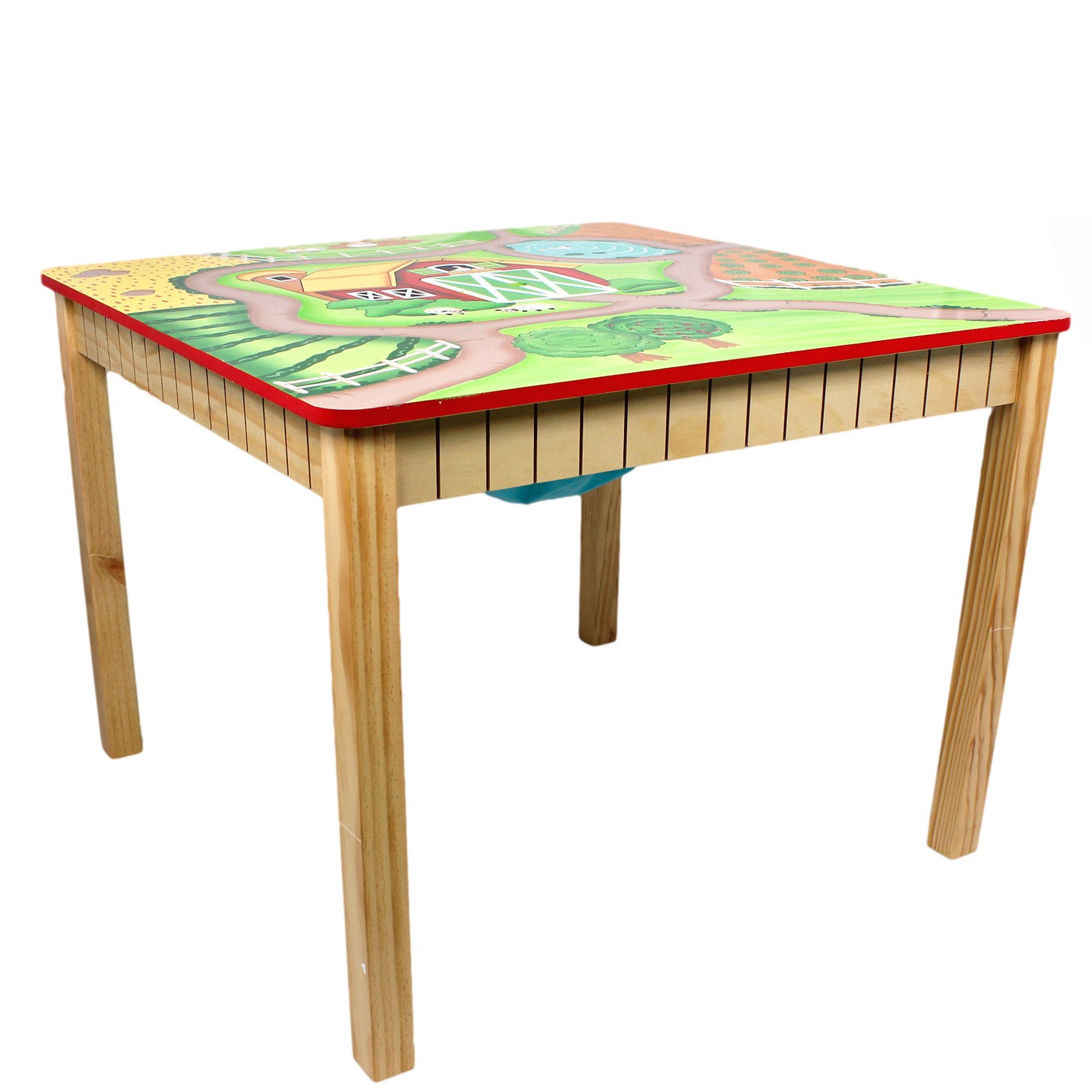 Fantasy Fields Toy Furniture Happy Farm Table with Painted Barnyard Animal Figurines & Built-In Storage, Multicolor