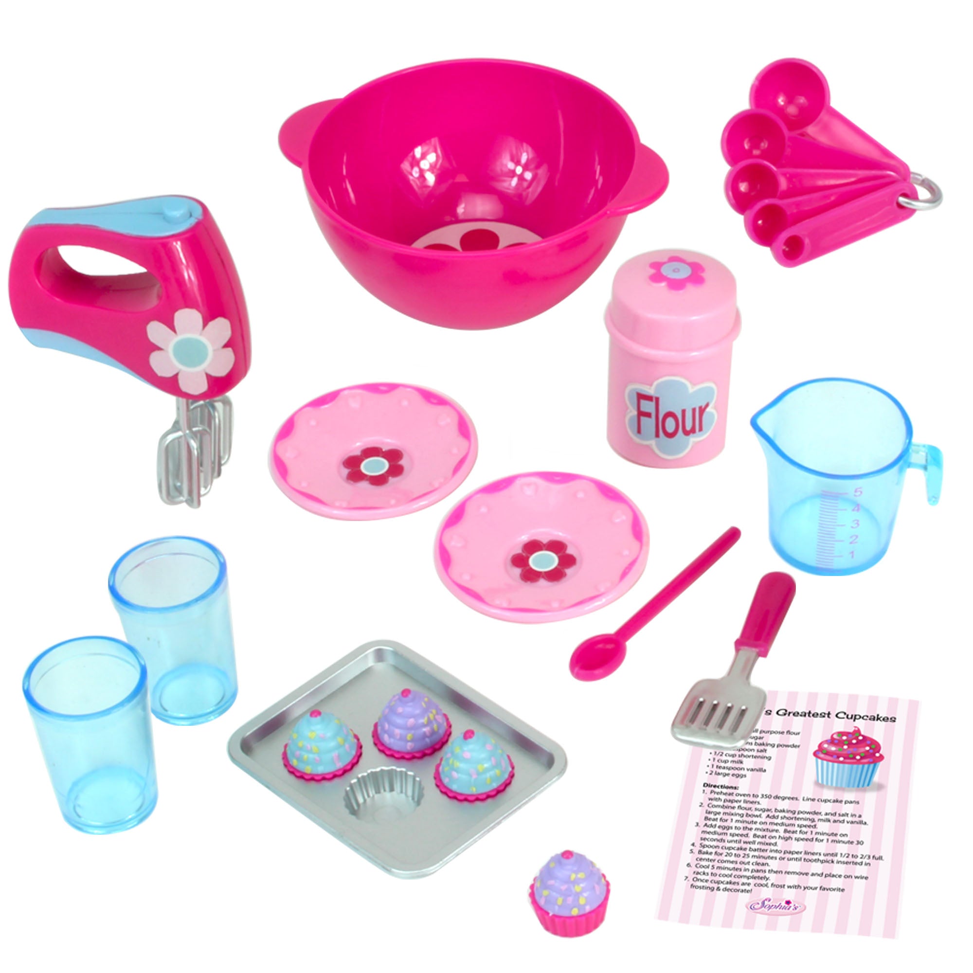 Sophia's Baking Accessories and Apron Set for 18" Dolls, Pink
