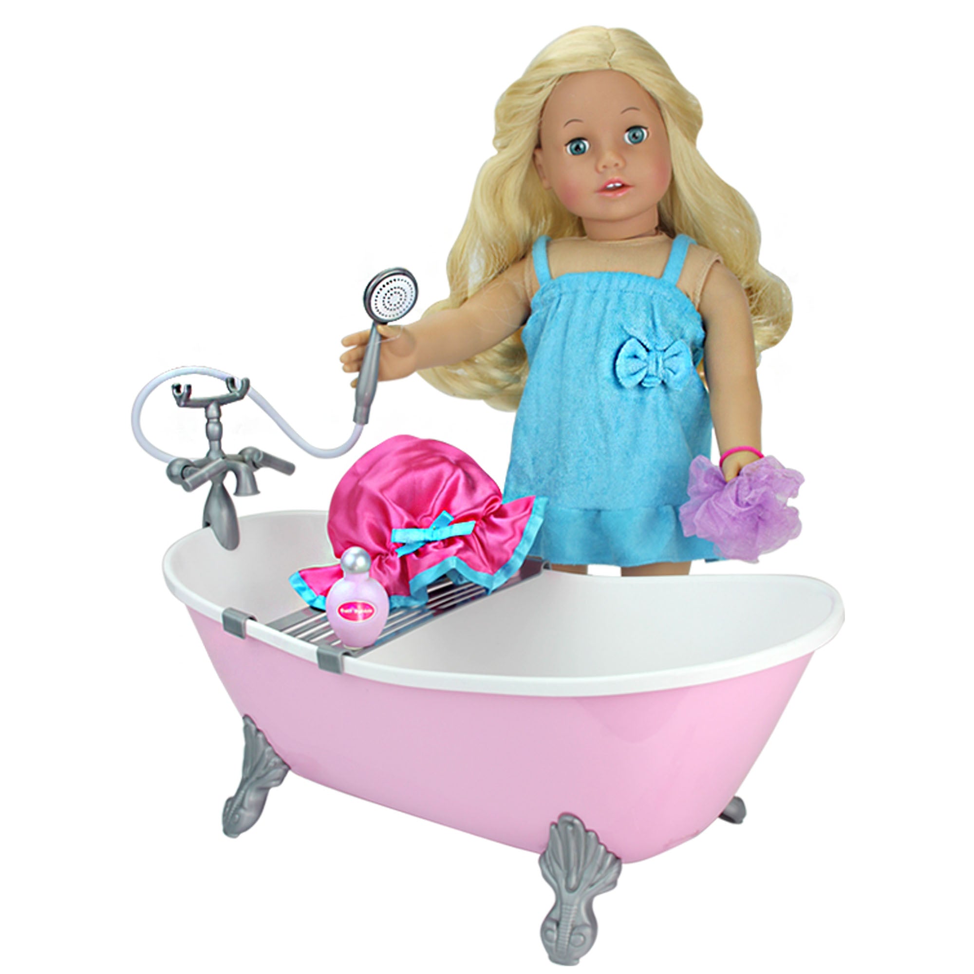 Sophias Pink Bathtub and Shower Accessories Set for 18" Dolls