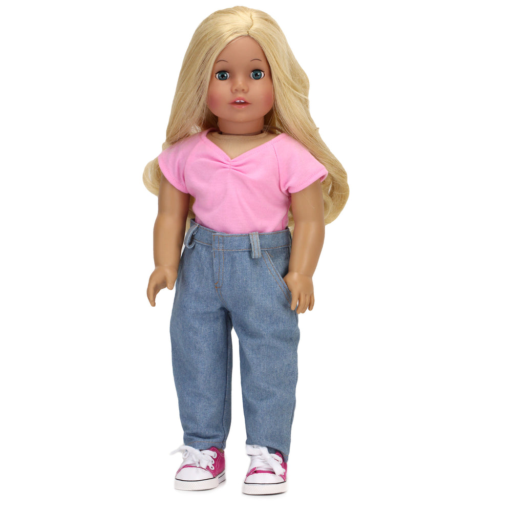 Sophia's High Rise Loose Fit Jeans for 18" Dolls, Blue