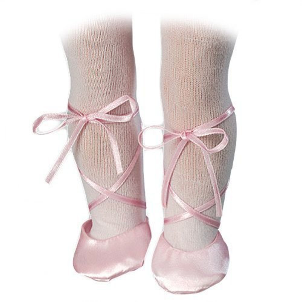 Sophia’s Solid Colored Realistic Ballet Slippers with Wraparound Ribbons for 18” Dolls, Pink