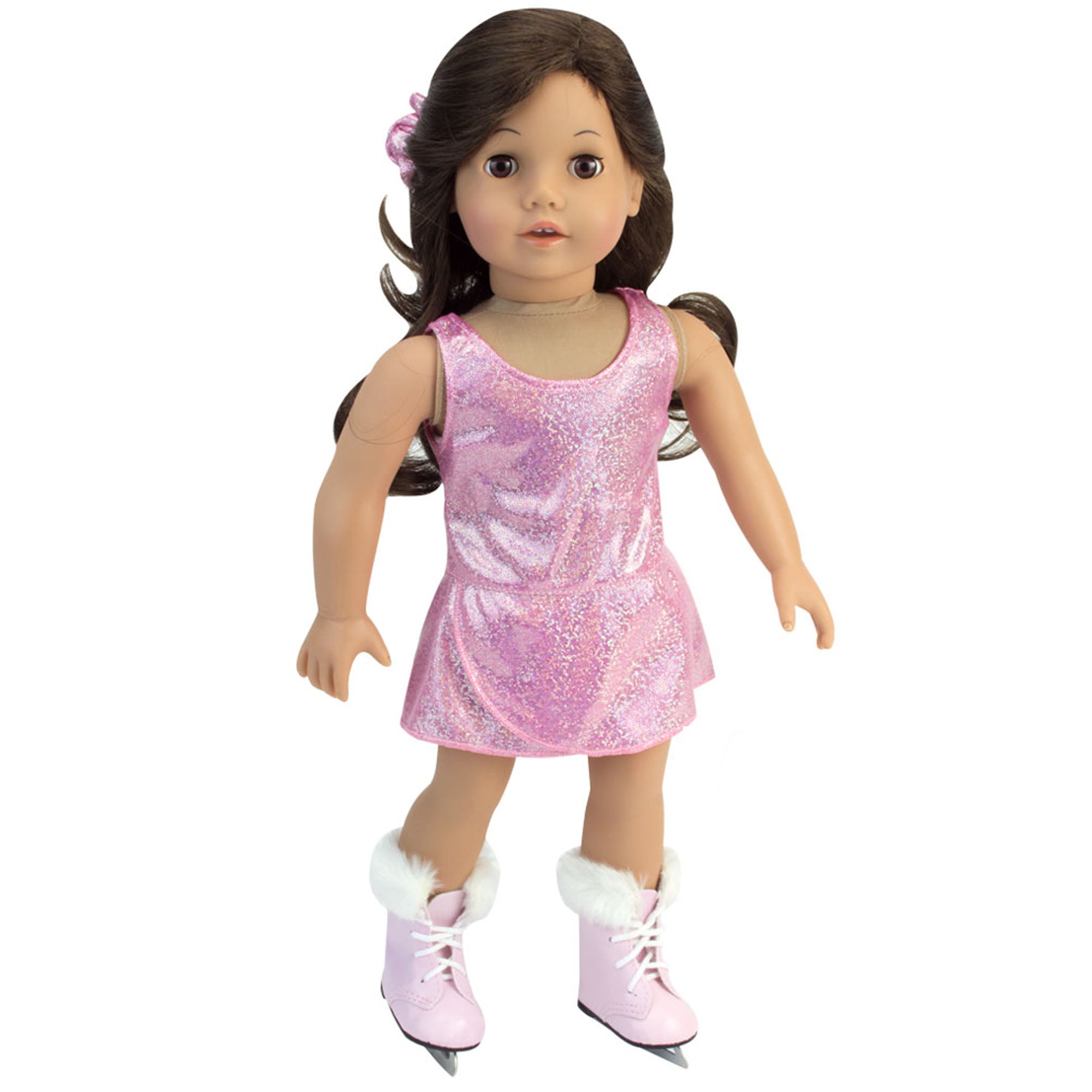 Sophia's Figure Skater Dress, Hair Scrunchie and Ice Skates for 18" Dolls, Pink