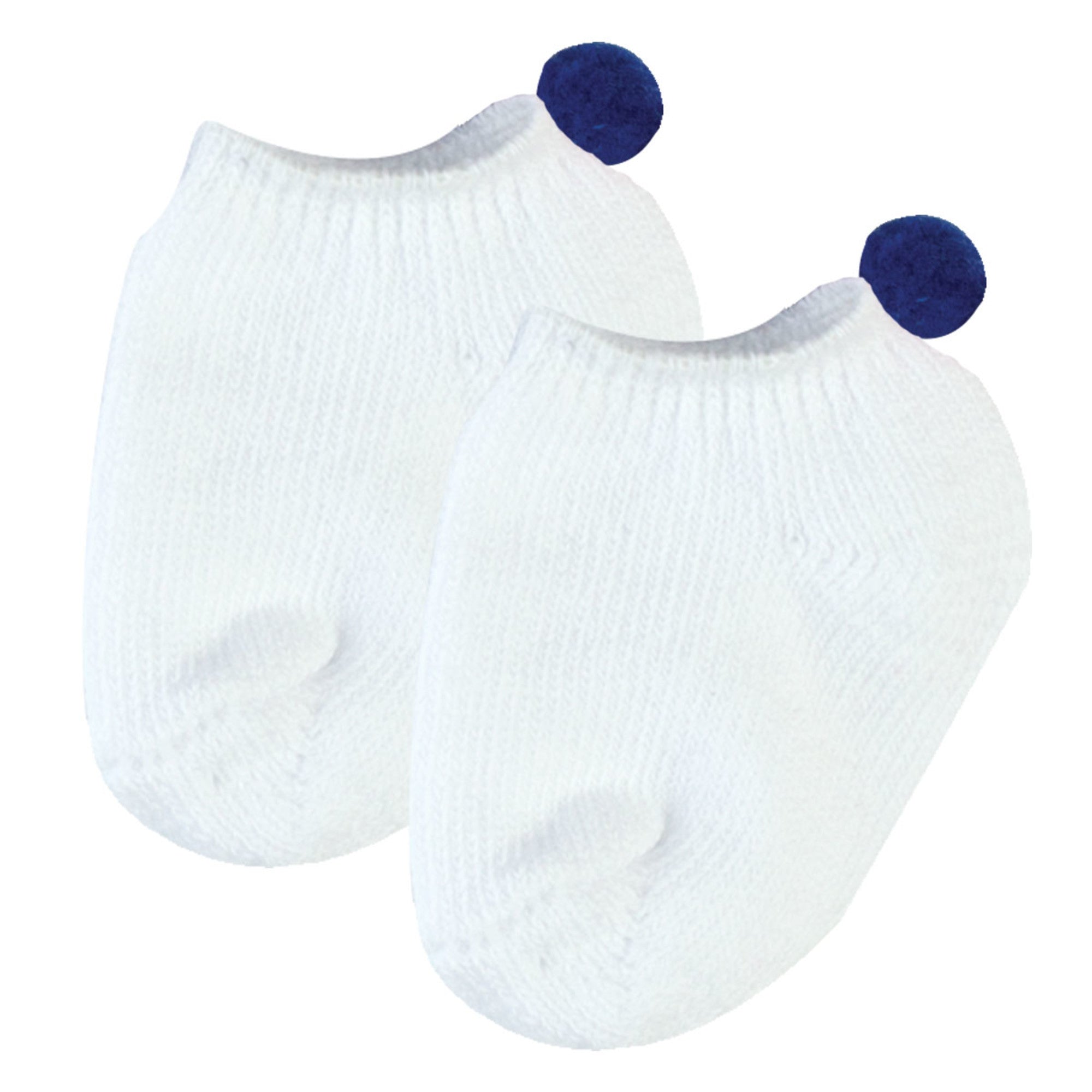Sophia’s Mix & Match Wardrobe Essentials Basic Solid-Colored Ankle Socks with Pom-Poms for 18” Dolls, White/Navy Blue