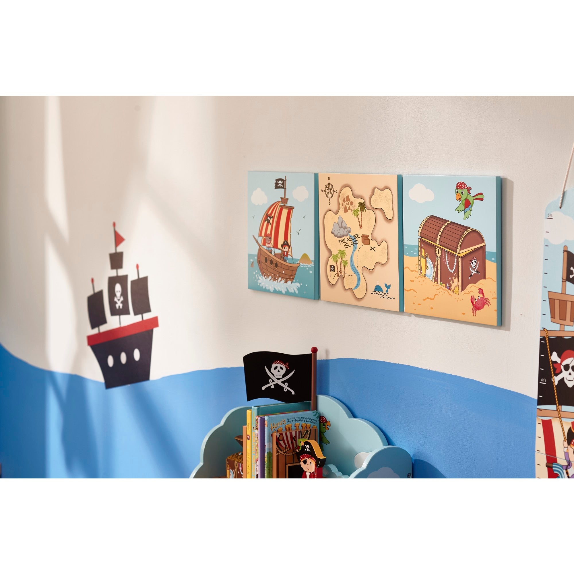 Fantasy Fields Wooden Pirate Island Wall Art, Set of 3, Multicolor