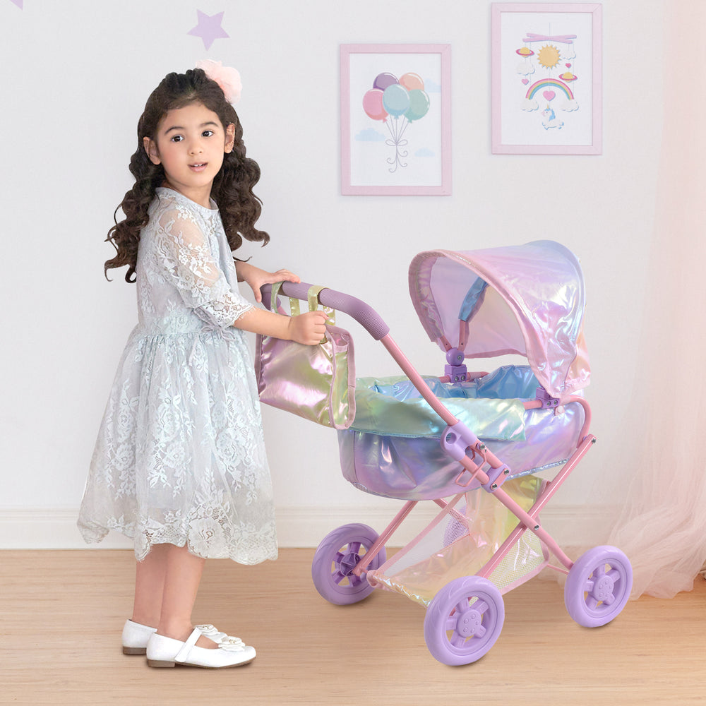 Olivia's Little World Magical Dreamland Deluxe Baby Doll Stroller and Carrier, Iridescent