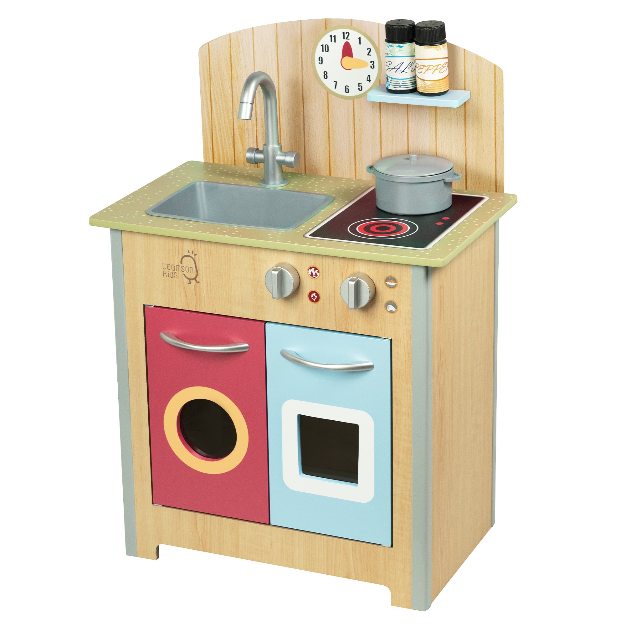 Teamson Kids Little Chef Porto Classic Wooden Kitchen Playset, Natural