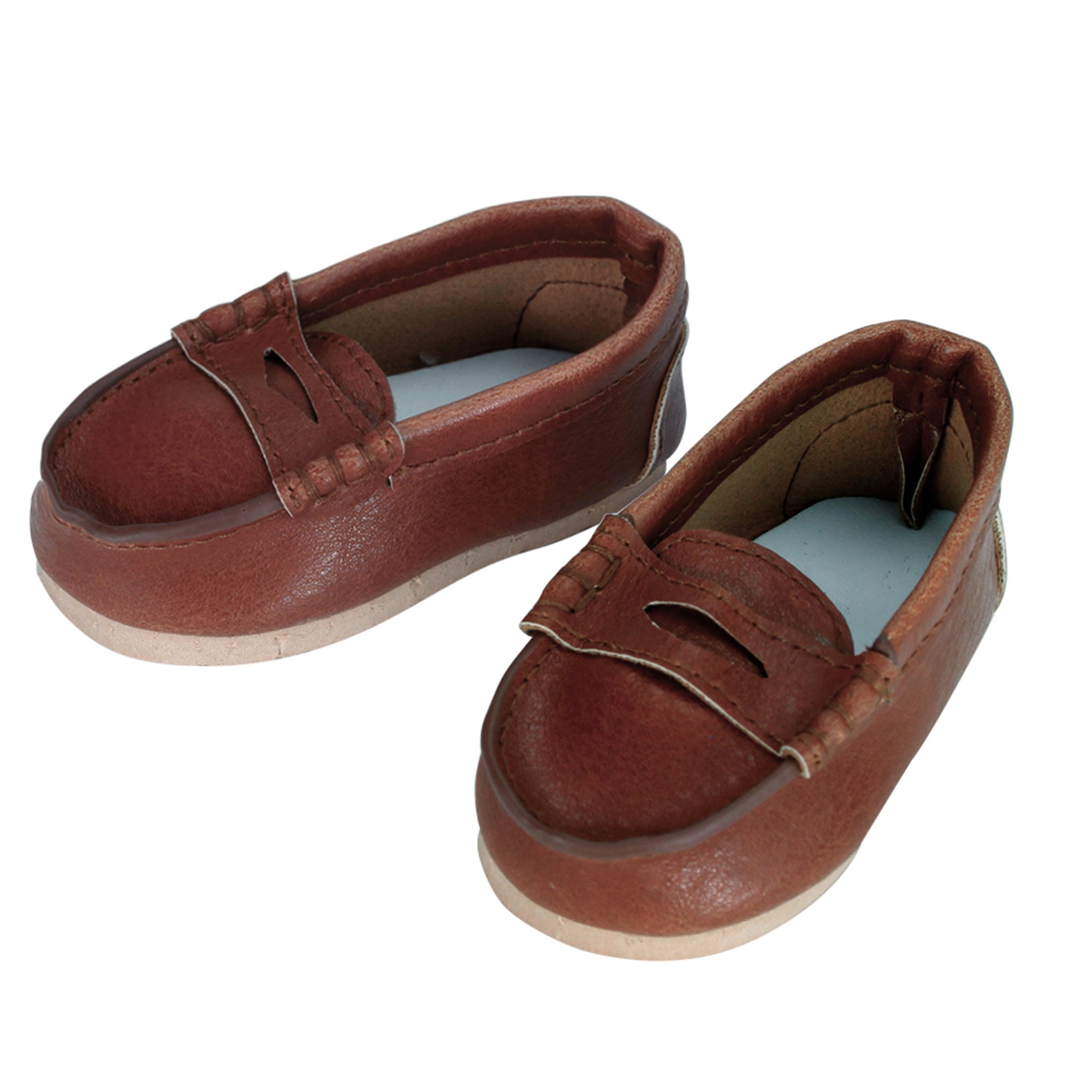 Sophia’s Classic Mix & Match Gender-Neutral Solid-Colored Cognac Faux Leather Slip-On Penny Loafers for 18” Dolls, Brown